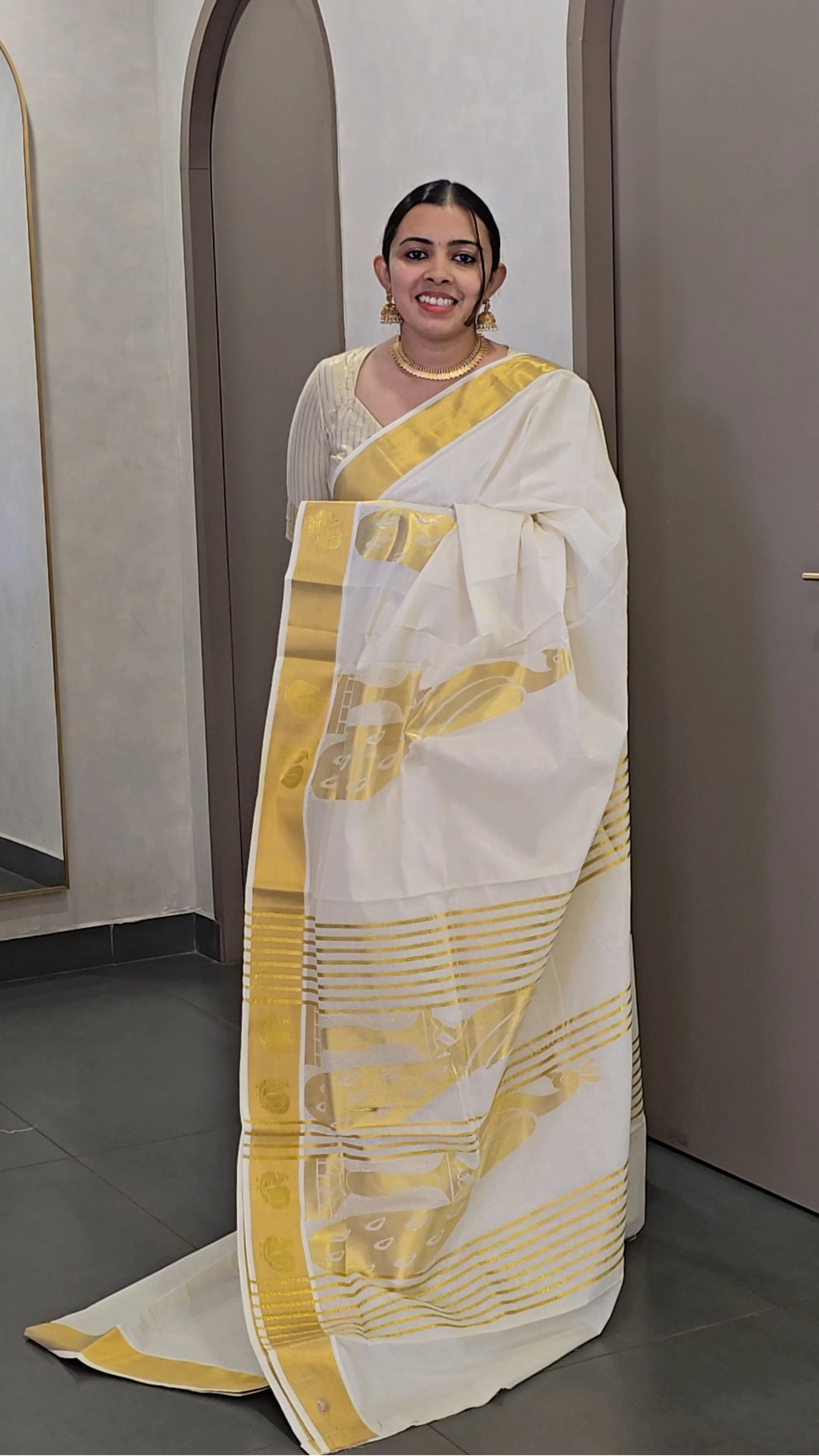 Kerala Cotton Onam Saree - SC 10444