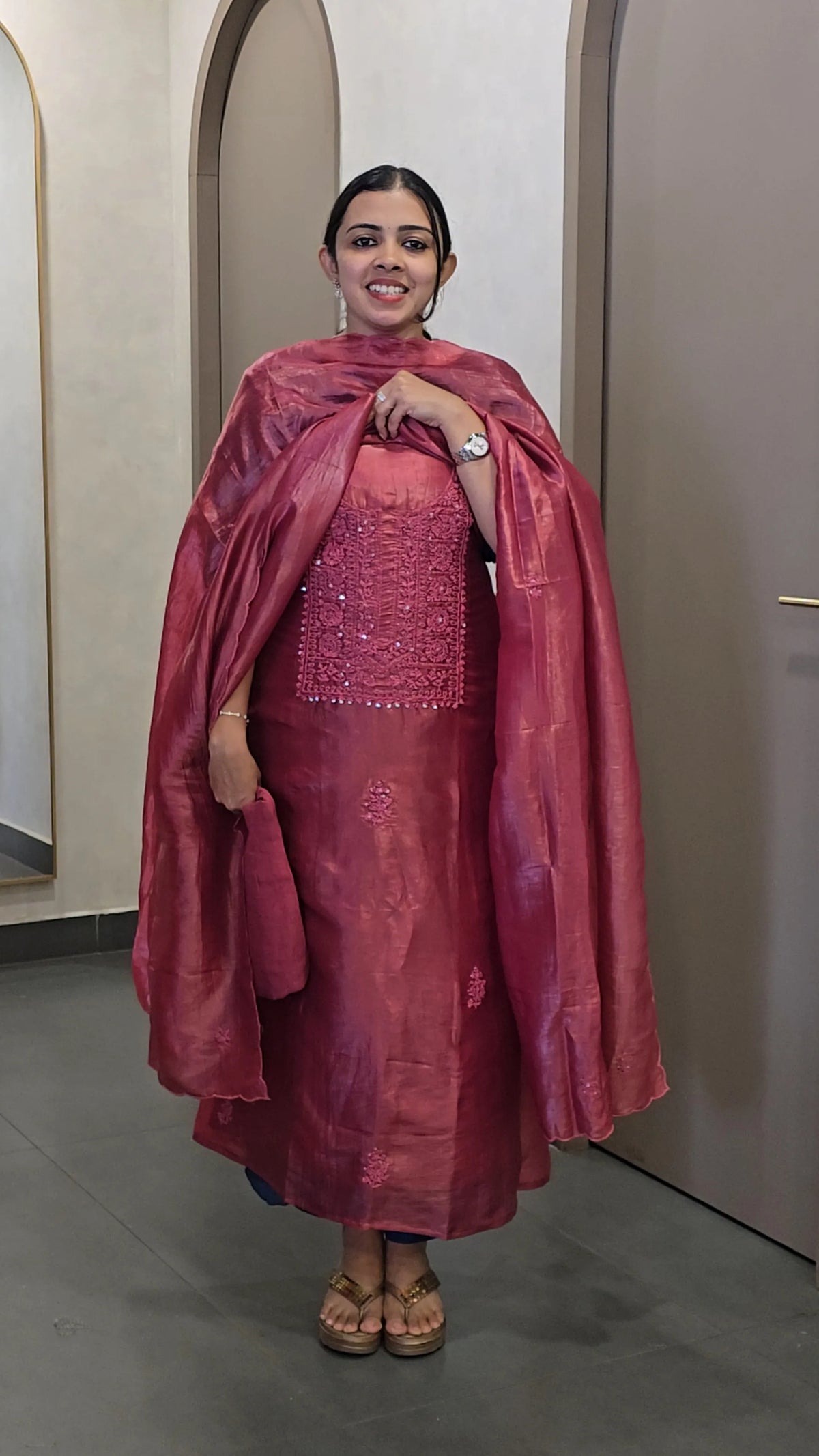 Crushed Organza with Chikankari work - SC 10810