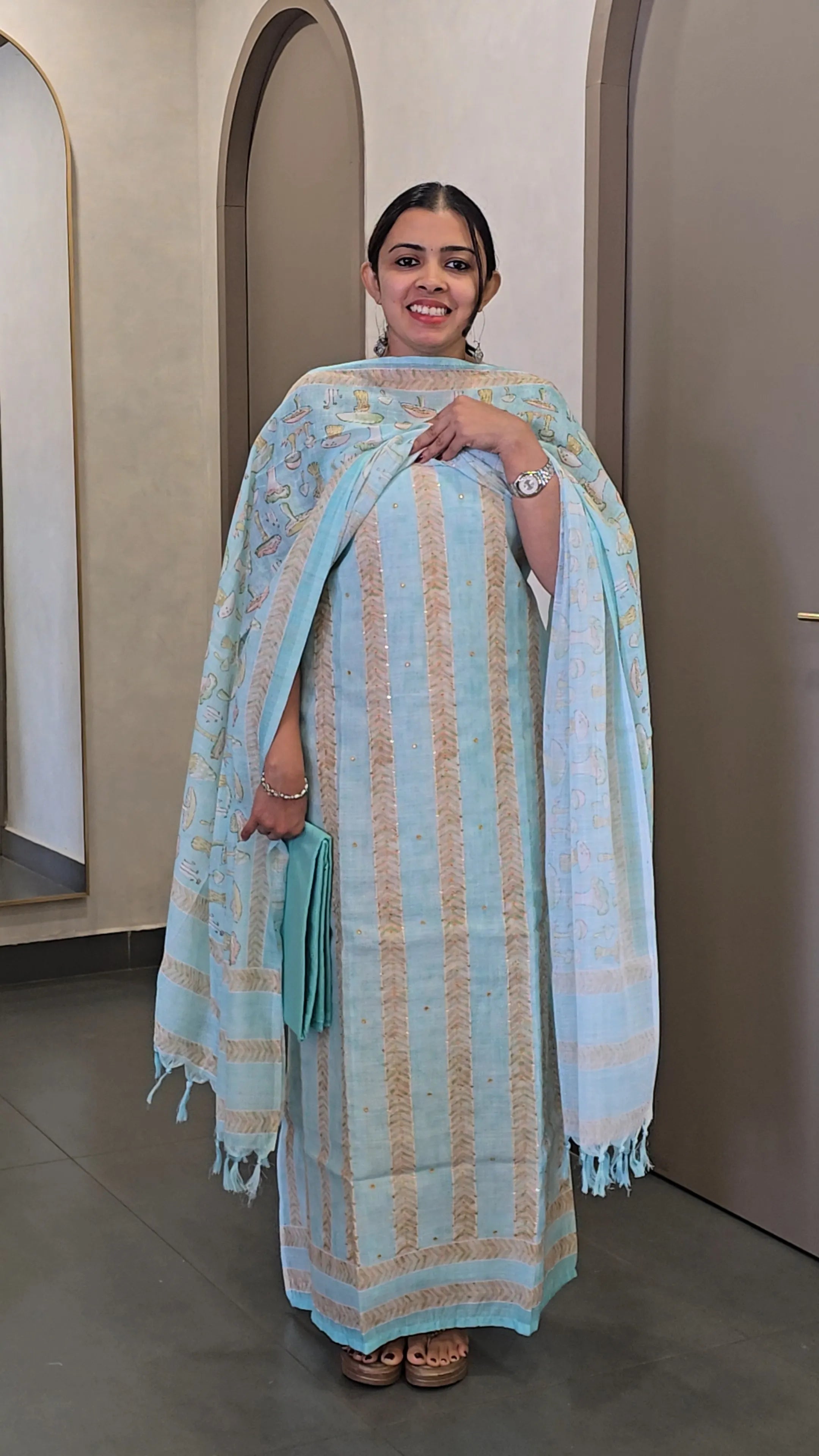 Handloom Linen Cotton Salwarsuit - SC 10178