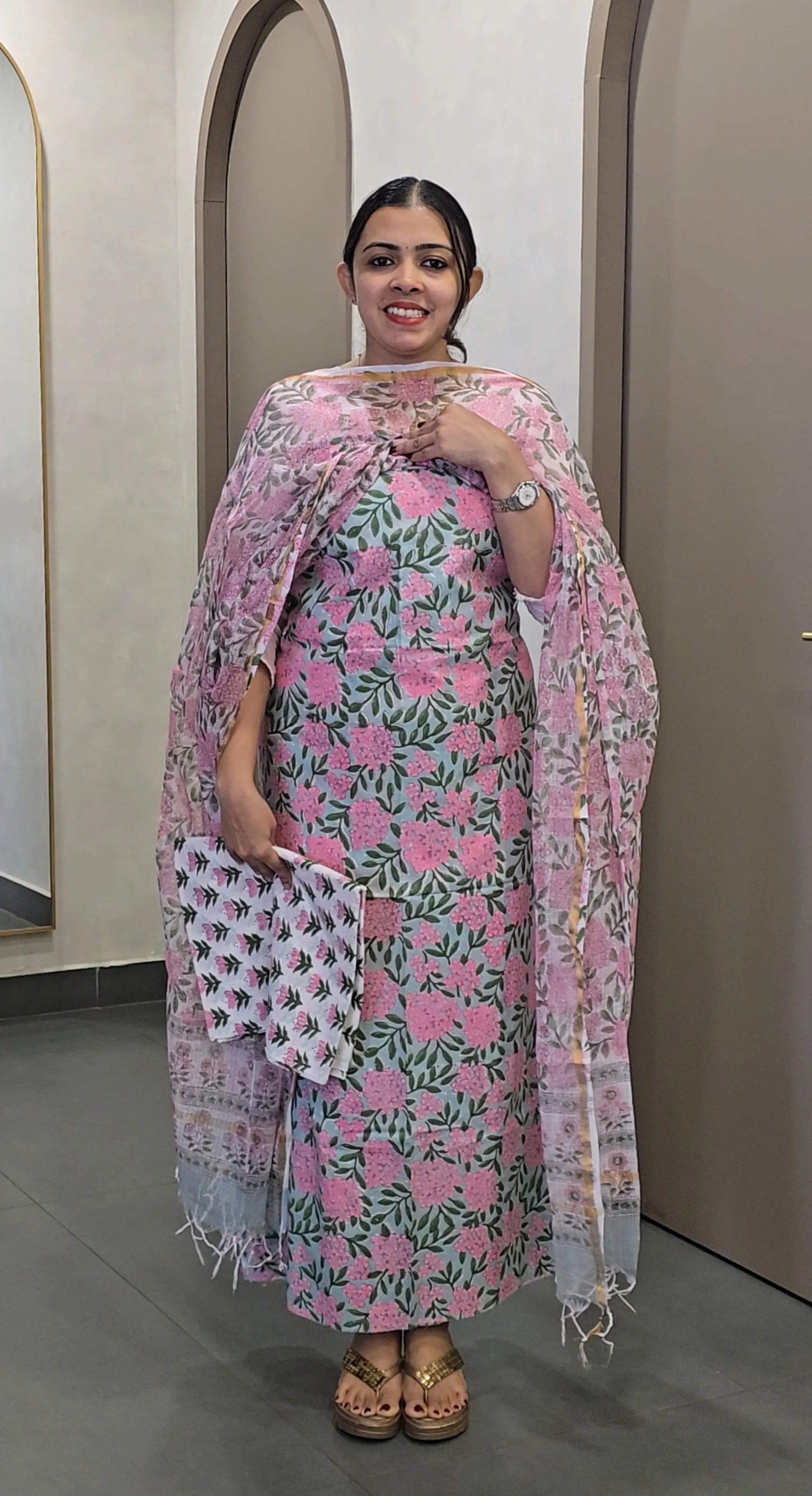 Cotton Salwarsuit with Kota Doria Dupatta - SC 10337