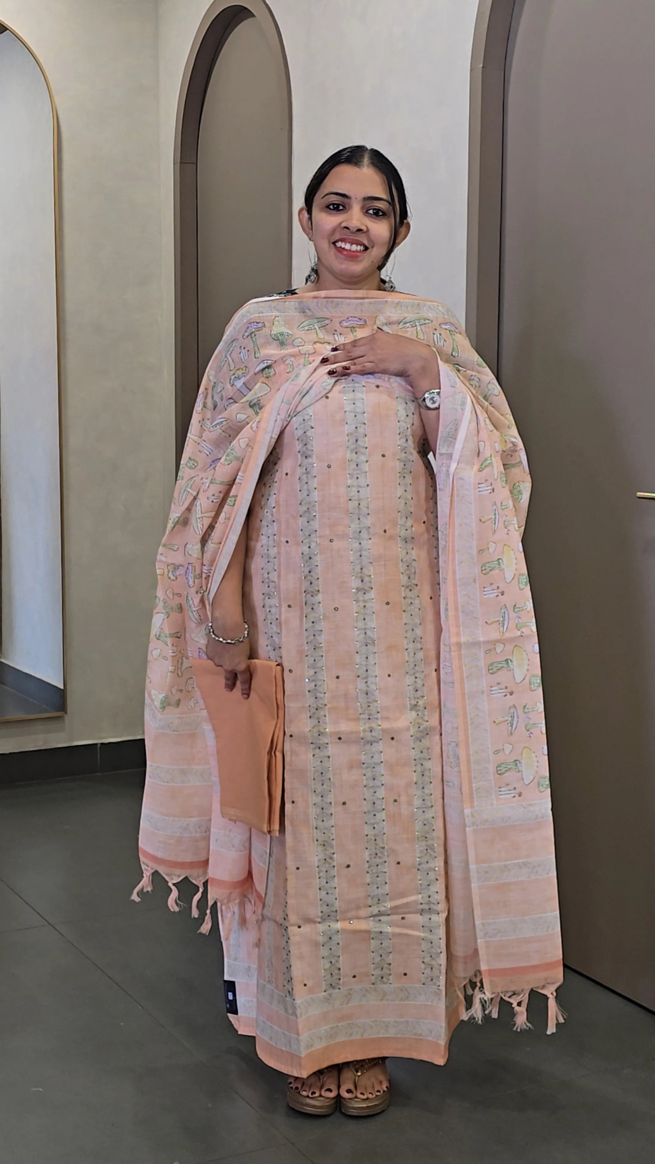 Handloom Linen Cotton Salwarsuit - SC 10178