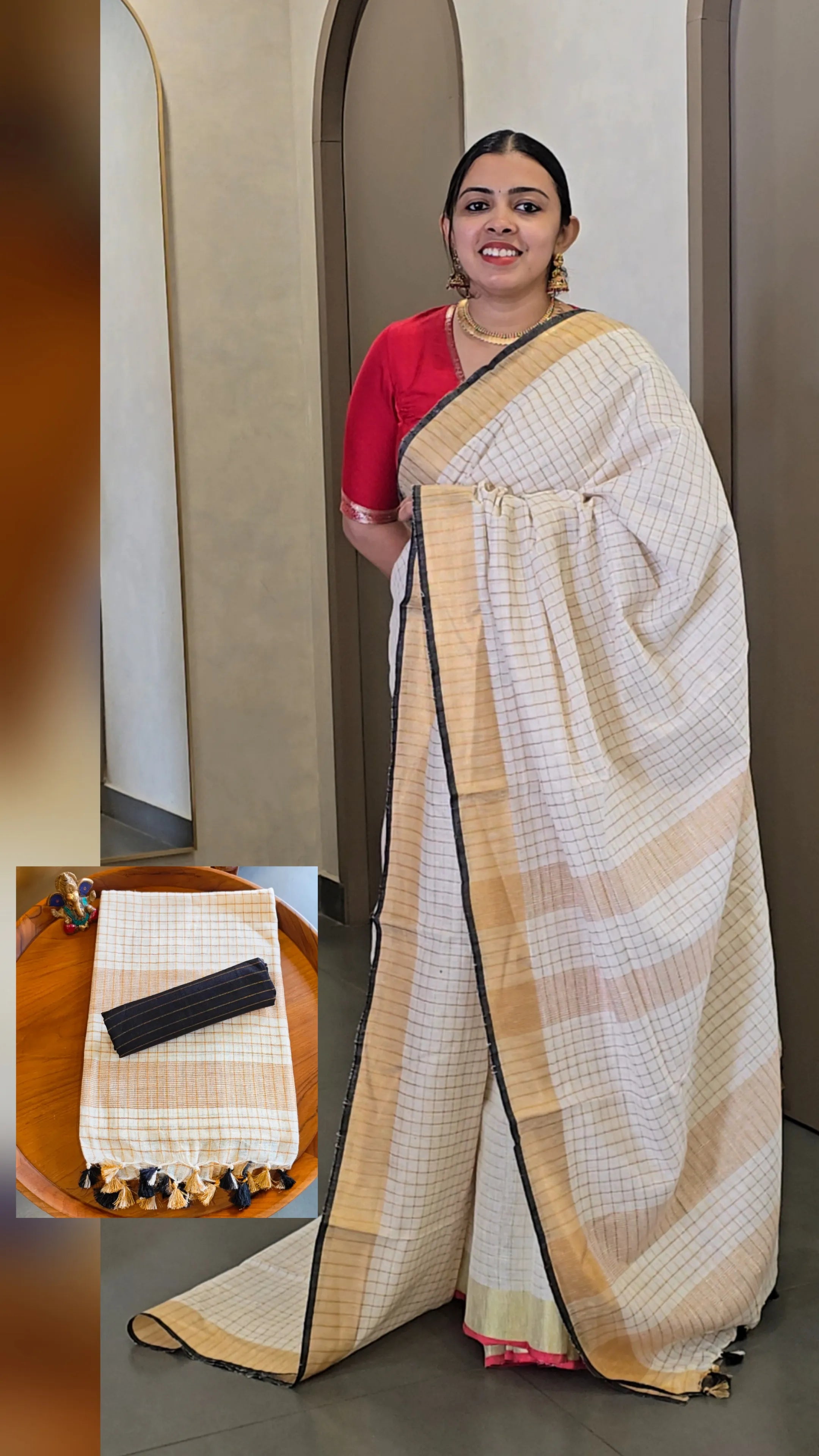 Pure Linen Onam Saree - SC 9072