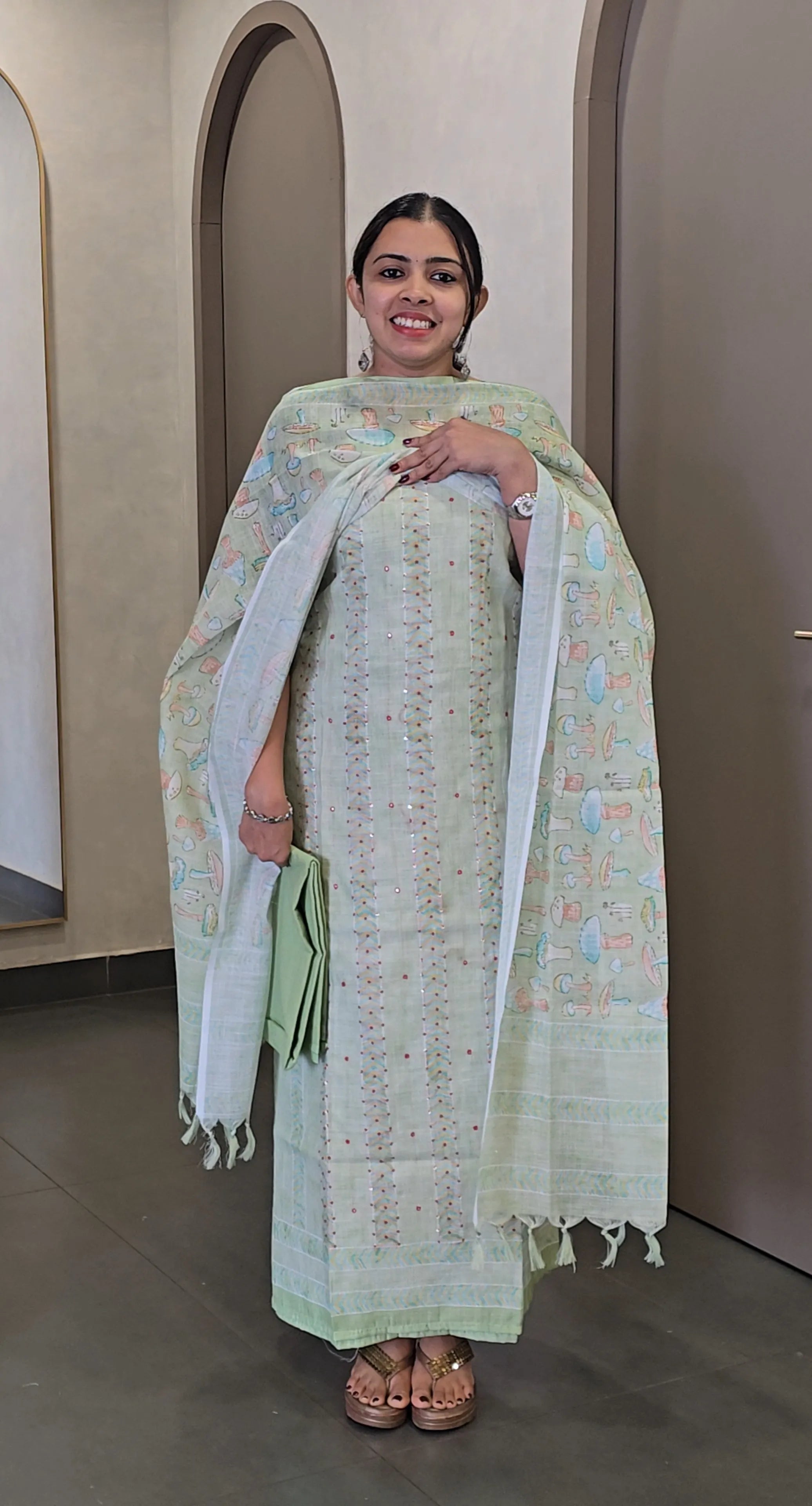 Handloom Linen Cotton Salwarsuit - SC 10178