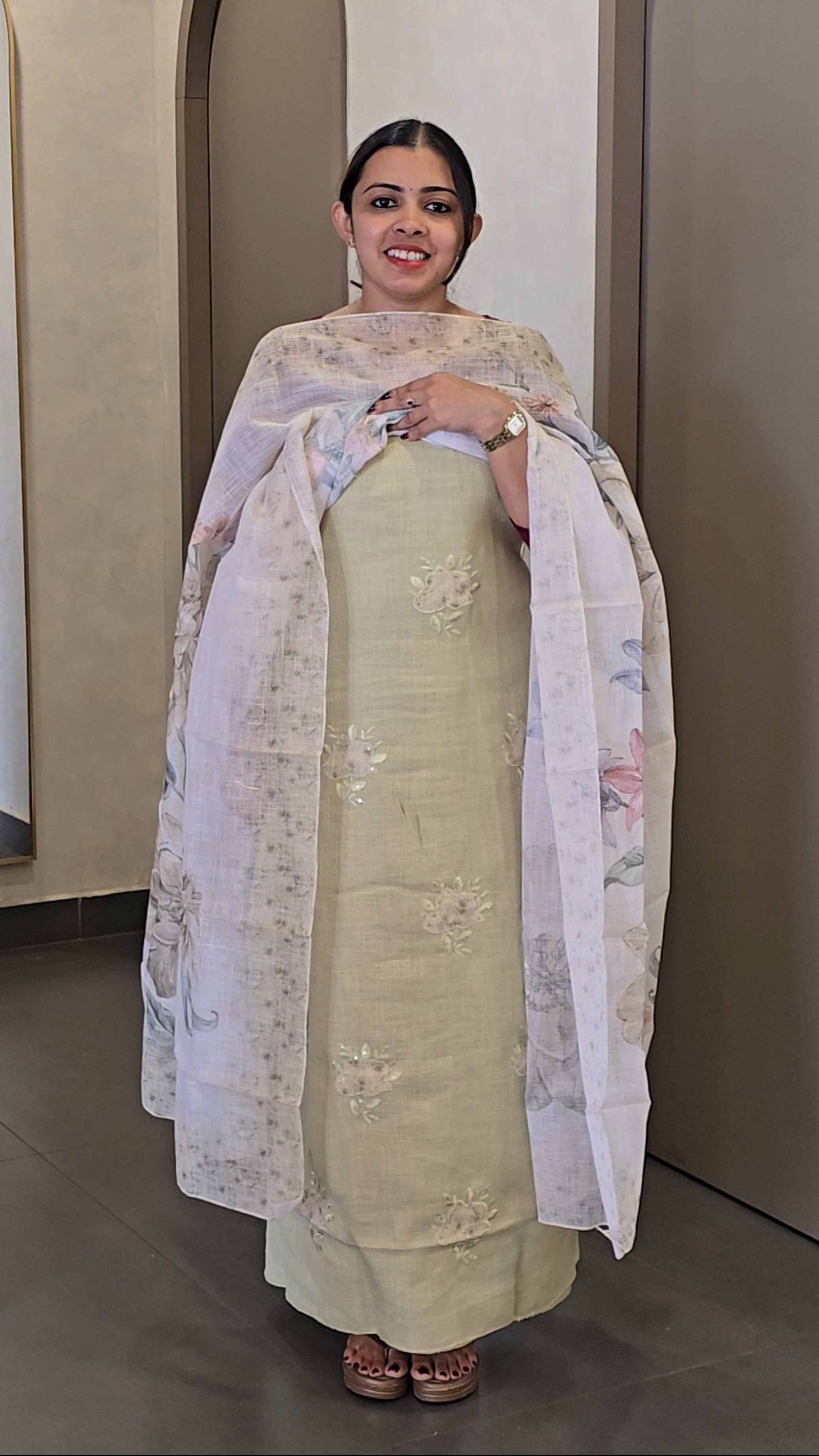 Semi-Linen Salwarsuit- Offer Sale