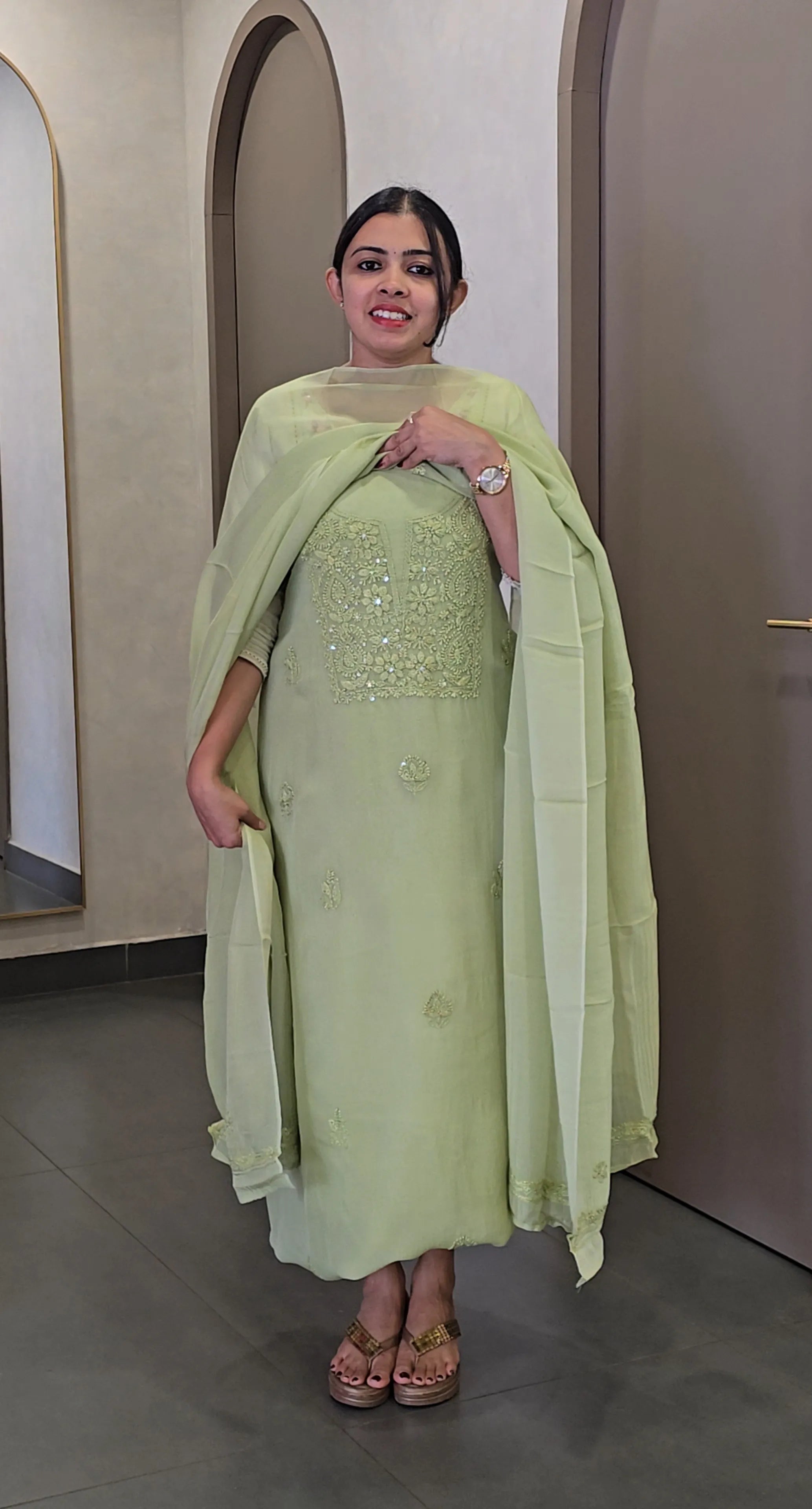 Pure Viscose Organza Chikankari Salwar Suit - SC 10469