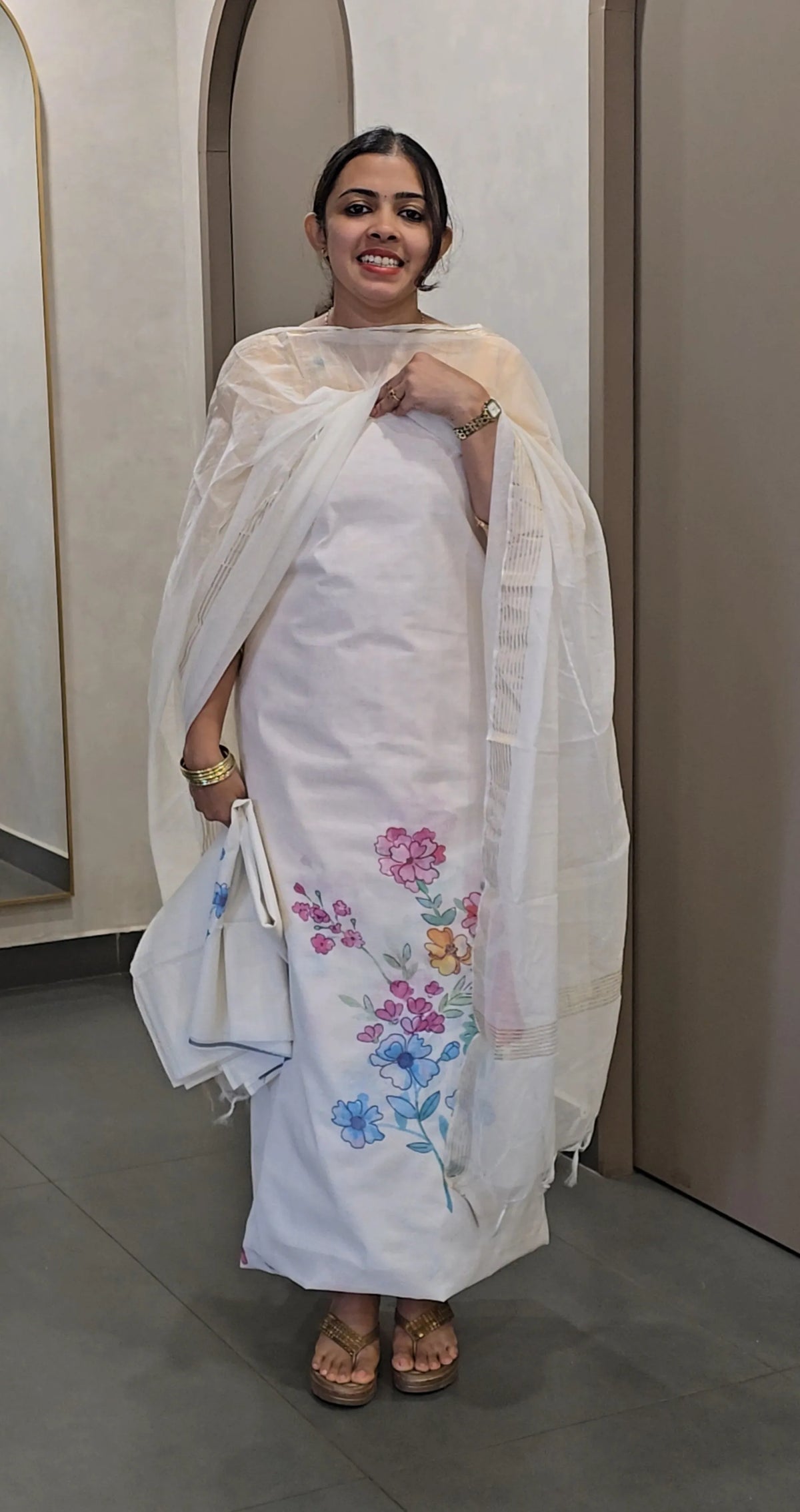 Pure Cotton Salwarsuit with Chanderi Dupatta  - SC 10306