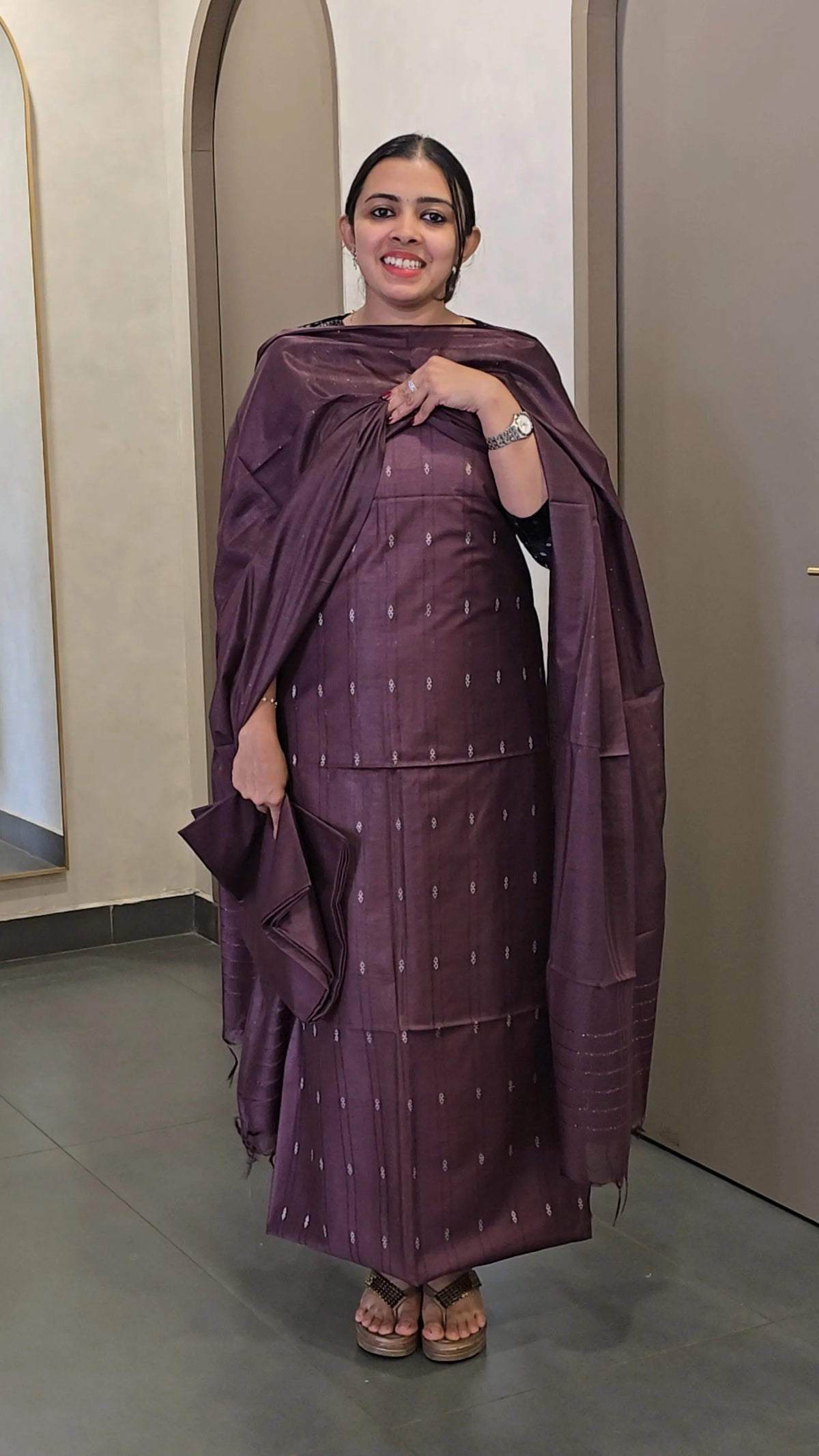 Semi-Tussar Silk Salwarsuit - SC 10767