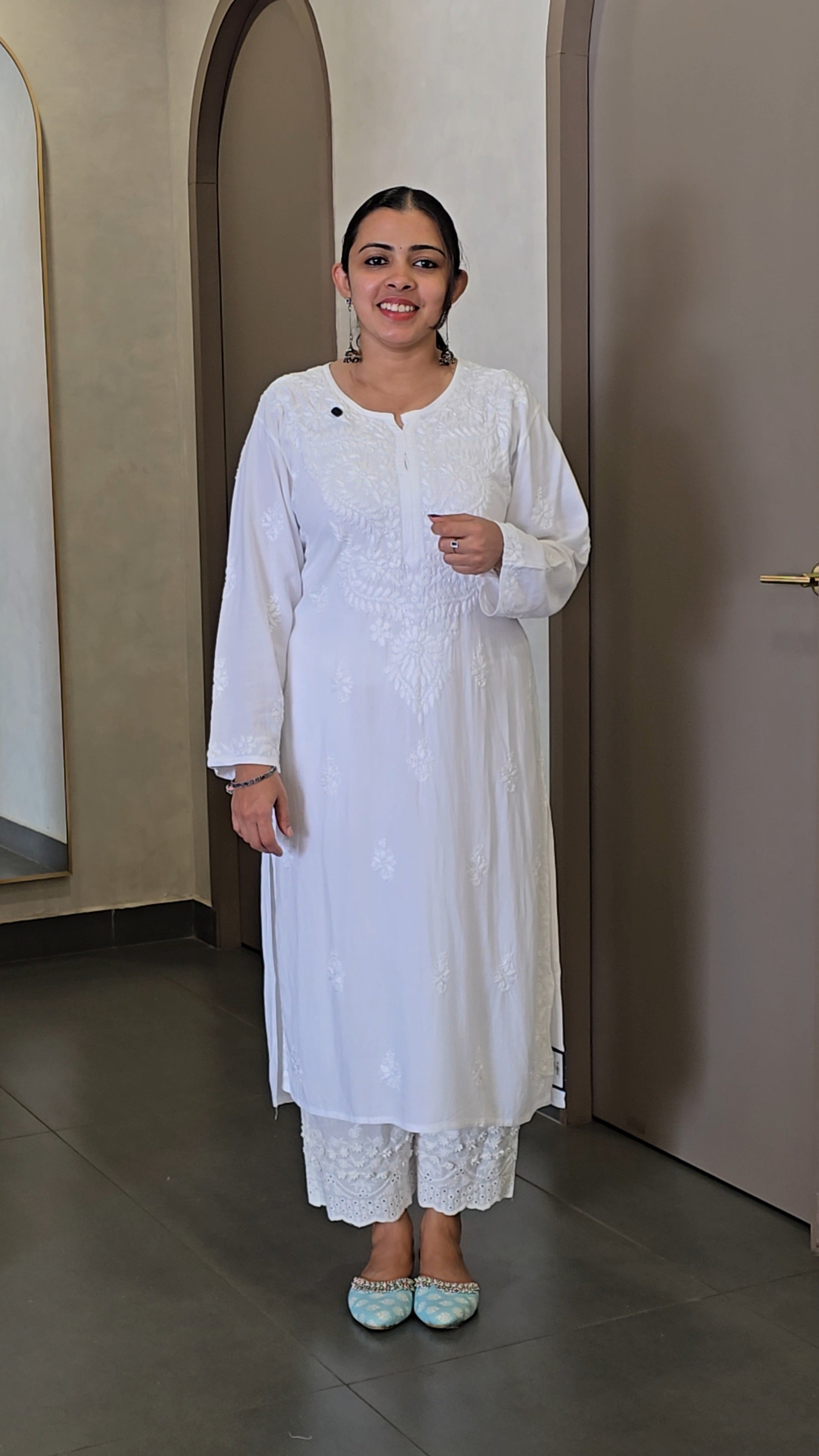 Pure Viscose Rayon Chikankari Kurtha - SC 10148