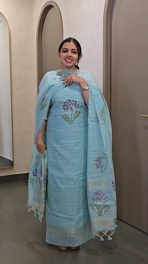 Chanderi with Jamdani Weaving - SC 10775