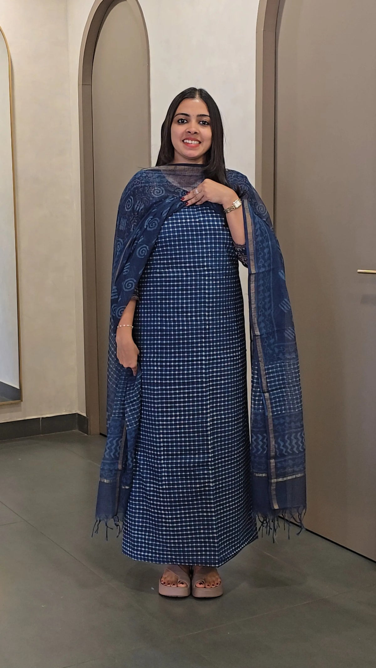 Cotton Salwarsuit with Kota Doria Dupatta - SC 10815
