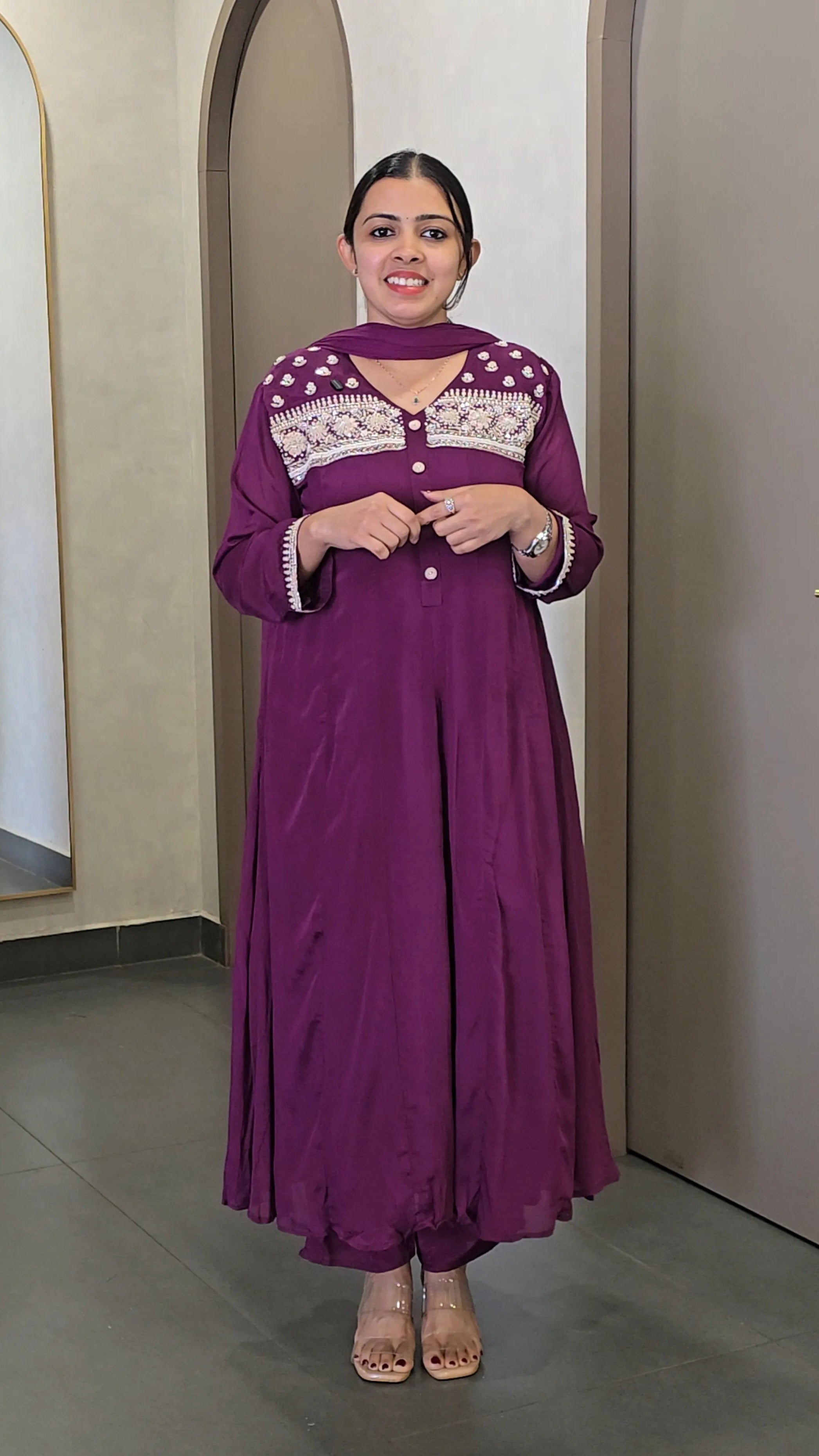 Premium Platinum Chiffon Salwar Set - SC 10485