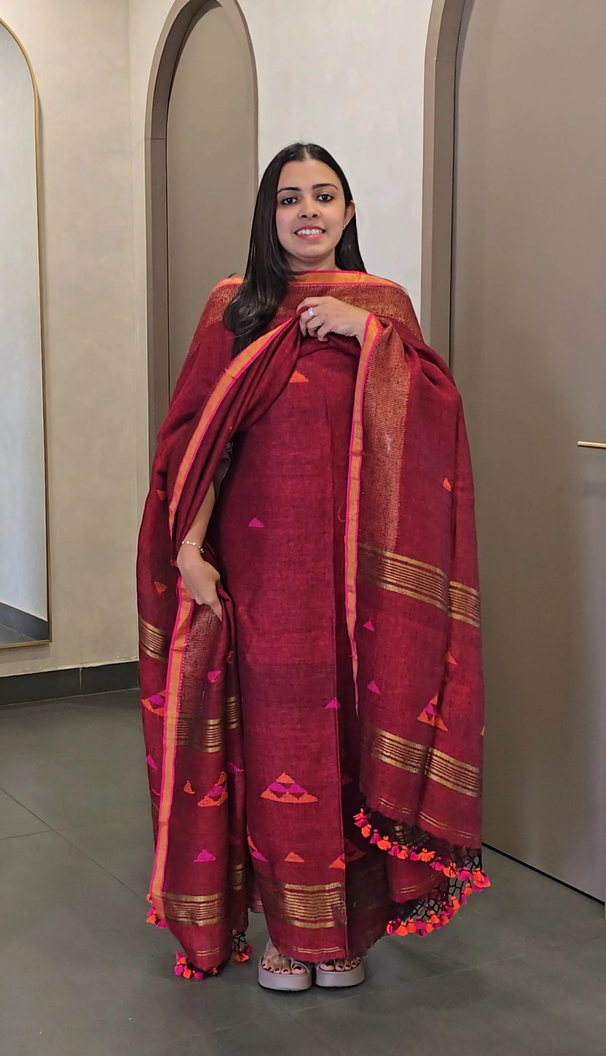 Pure Handloom Linen Salwarsuit - SC 10834