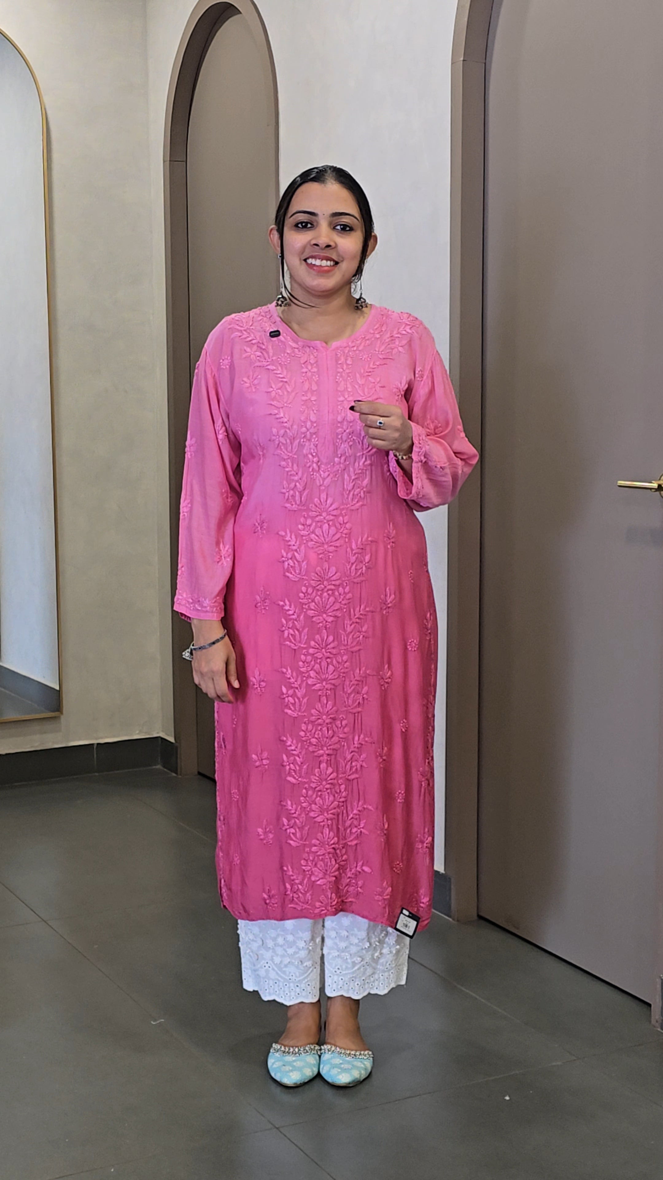 Pure Viscose Rayon Chikankari Kurtha - SC 10148