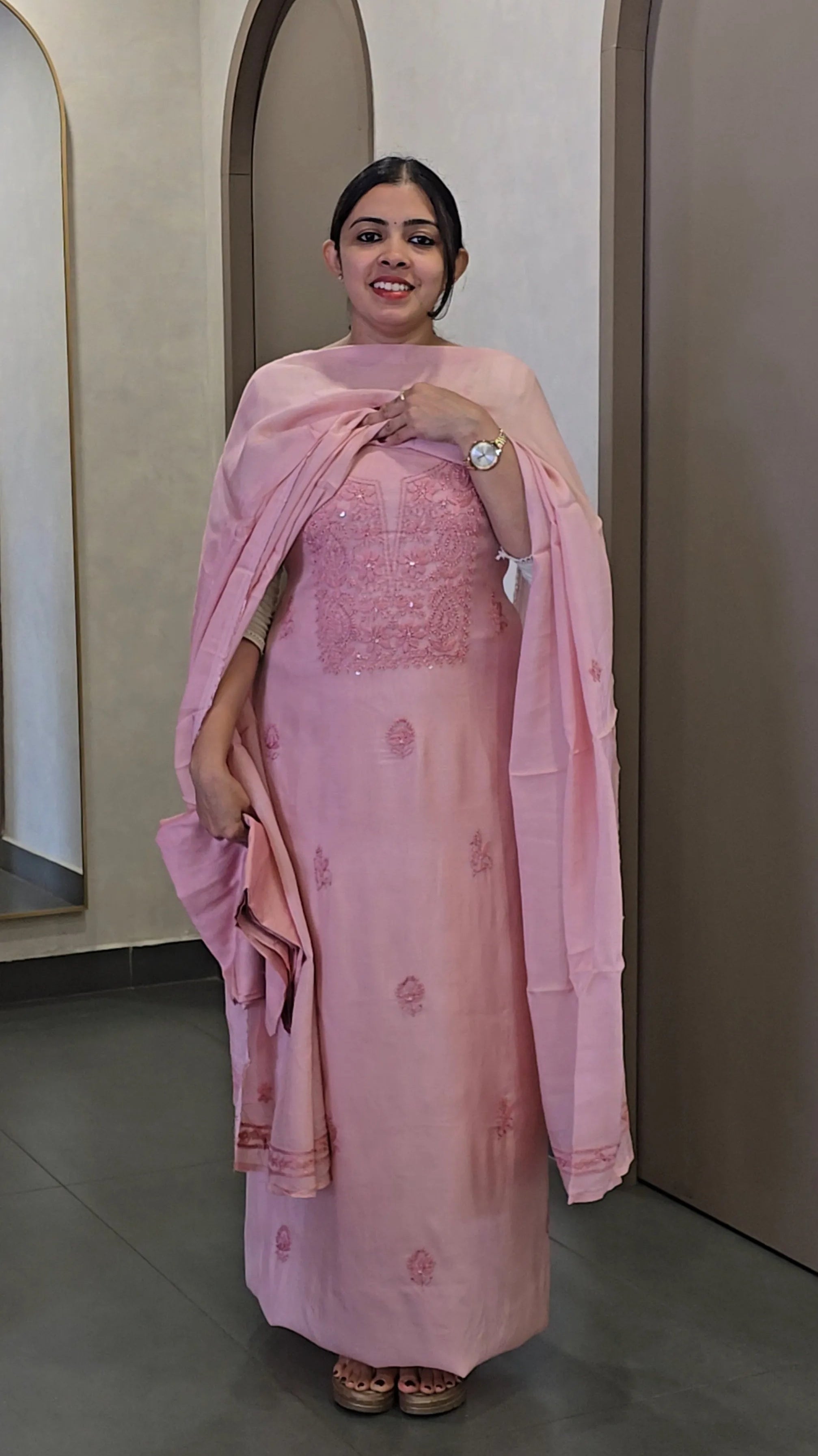 Pure Viscose Organza Chikankari Salwar Suit - SC 10469