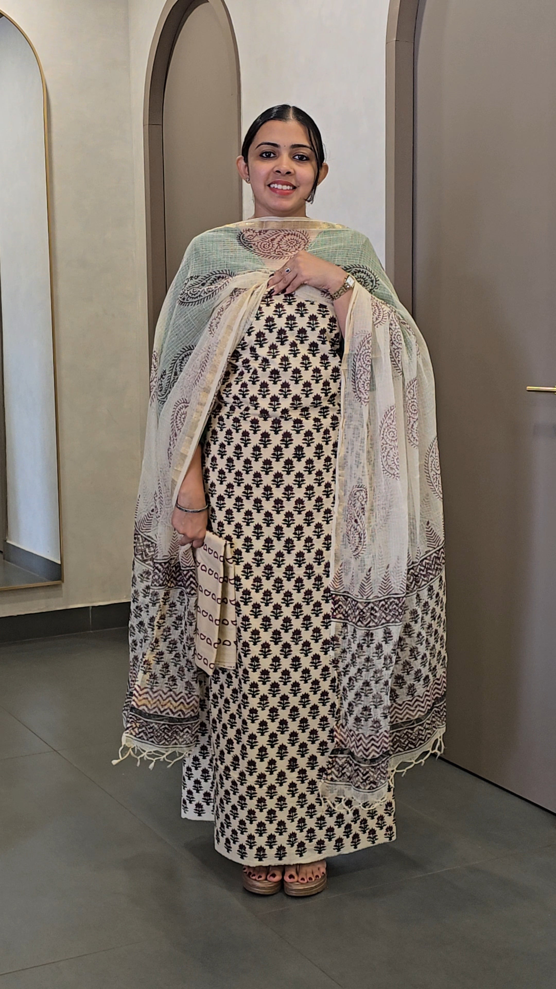 Cotton Salwarsuit with Kota Doria Dupatta