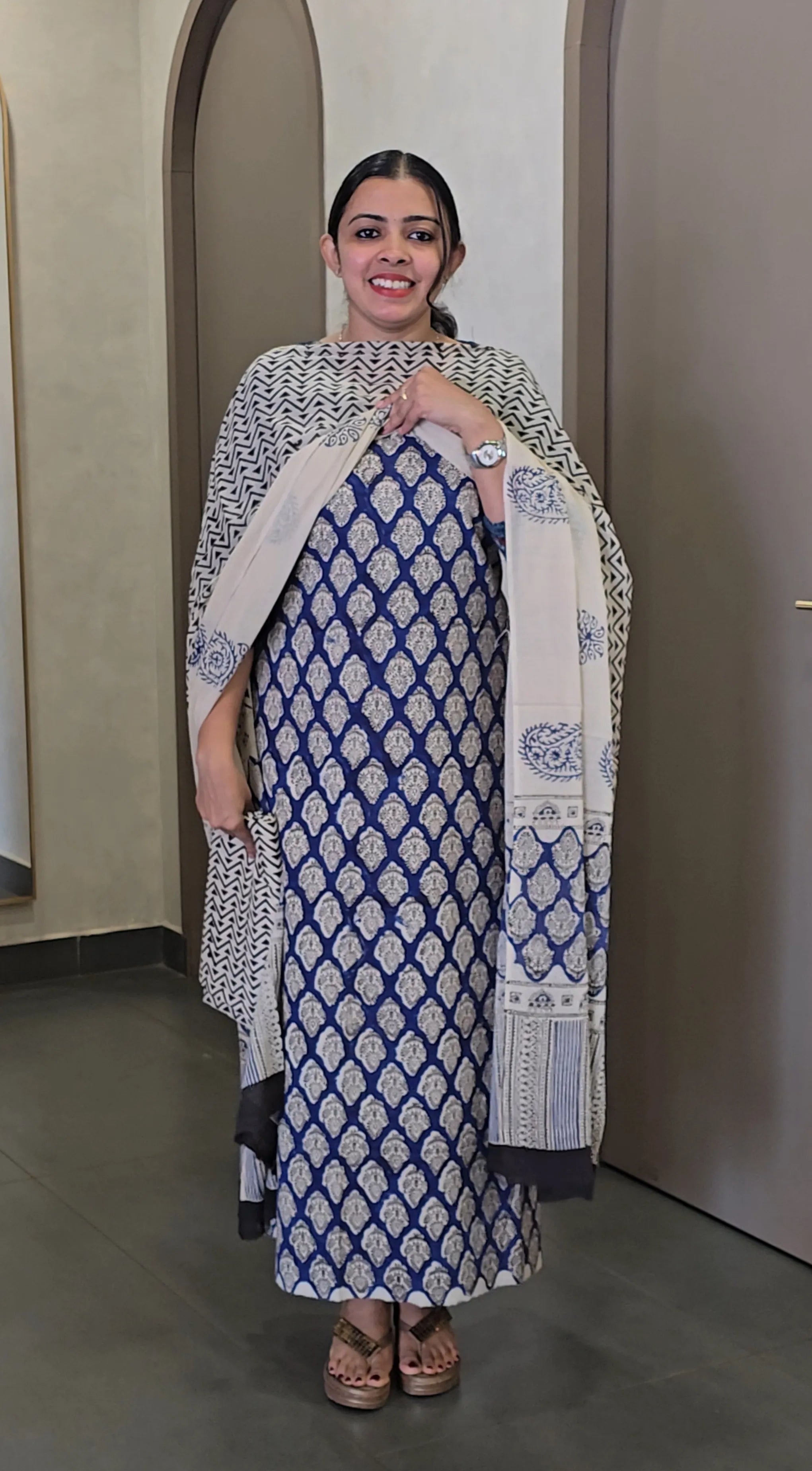 Block Printed Cotton Salwarsuit - SC 10135