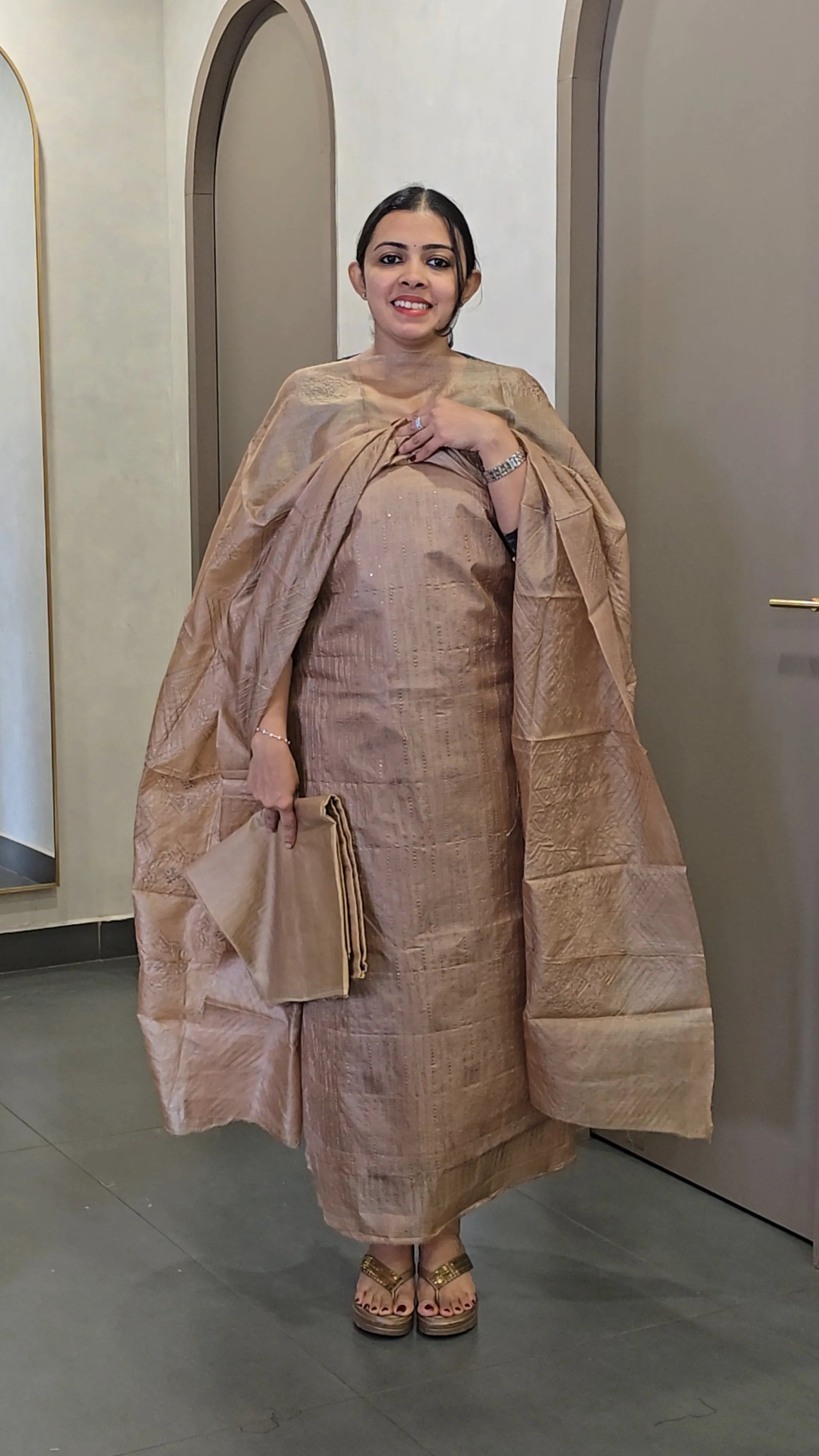 Pure Tussar Silk Salwarsuit - SC 10636