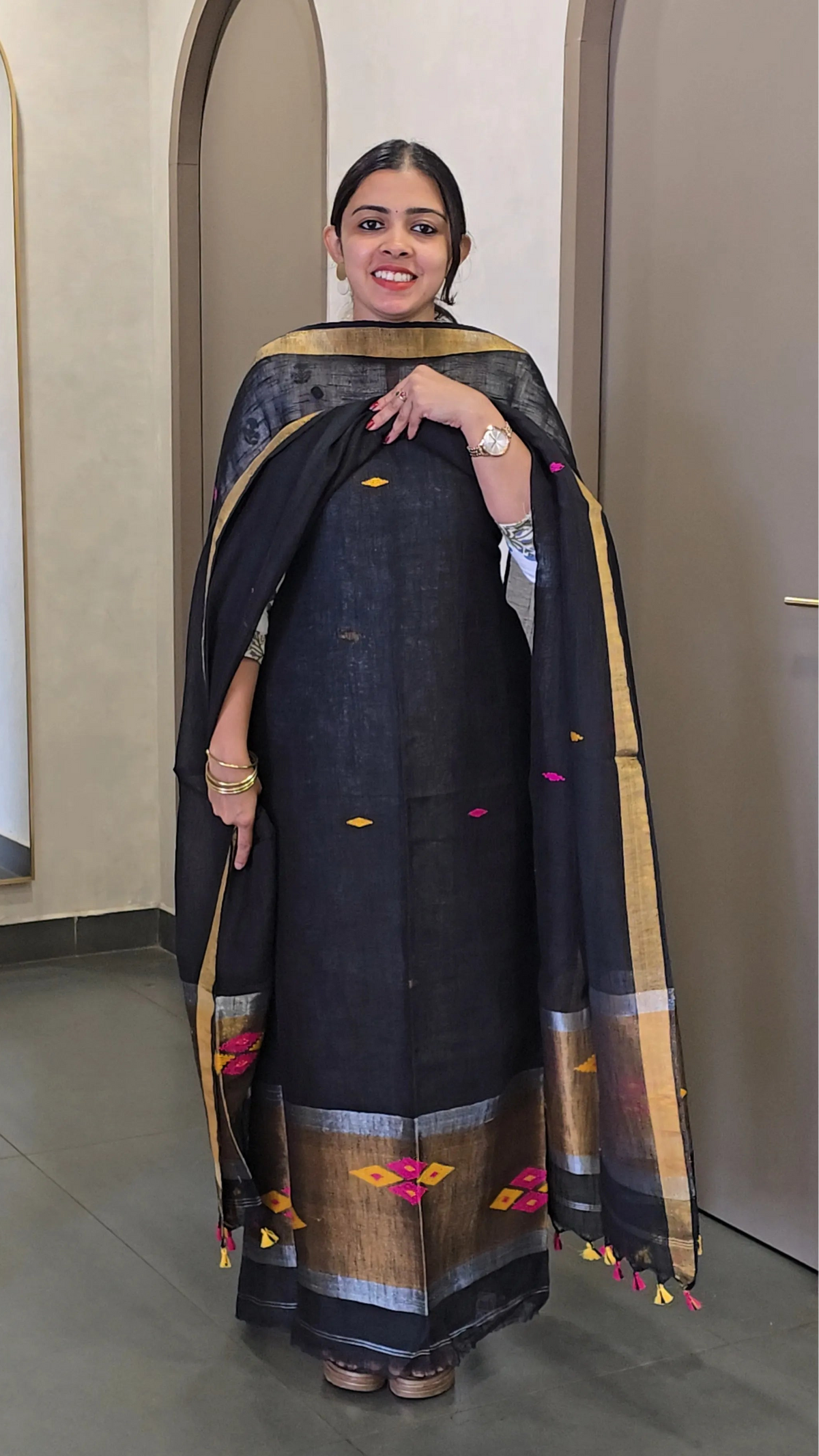 Pure Handloom Linen Salwarsuit - SC 10746