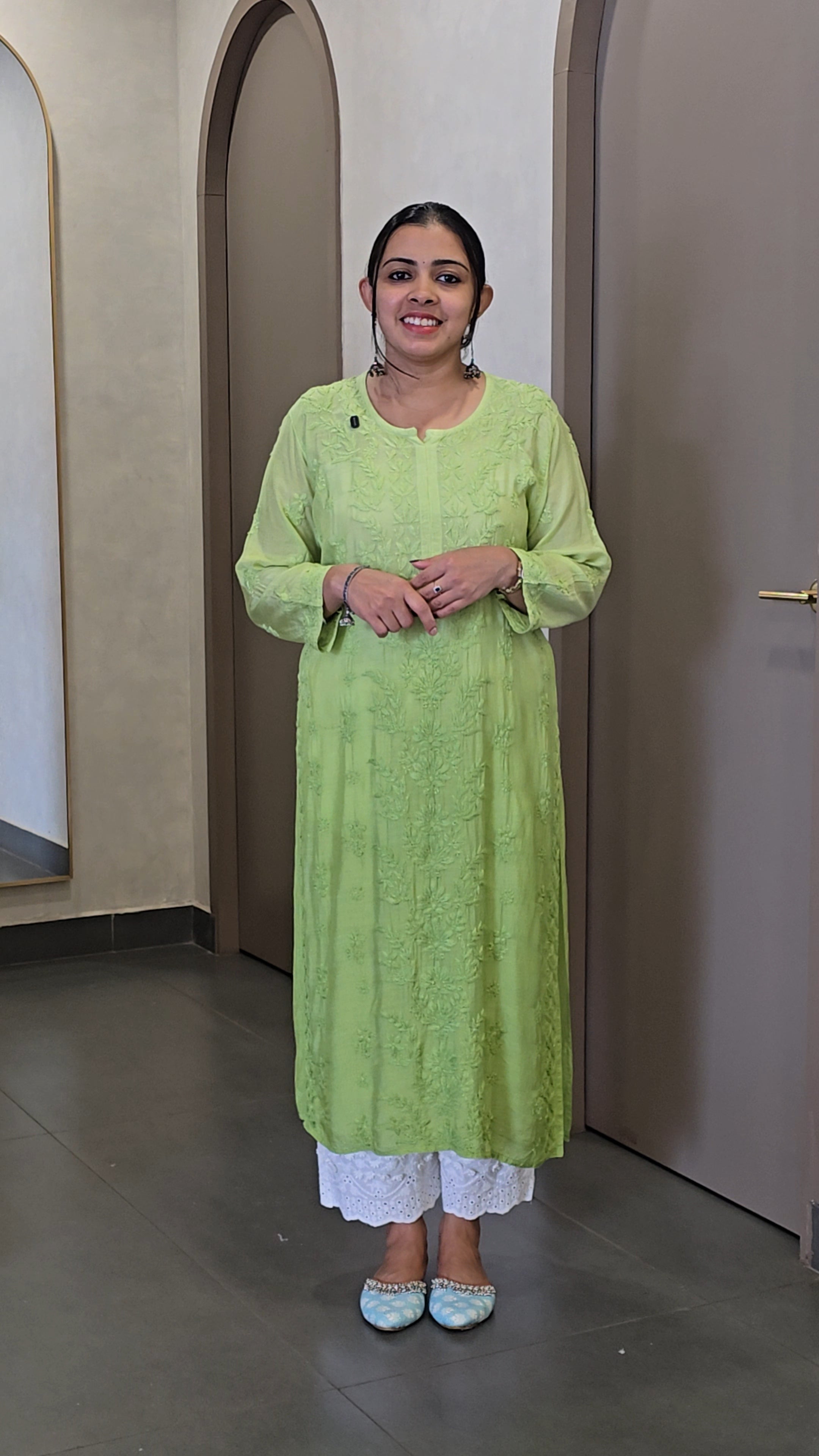 Pure Viscose Rayon Chikankari Kurtha - SC 10148