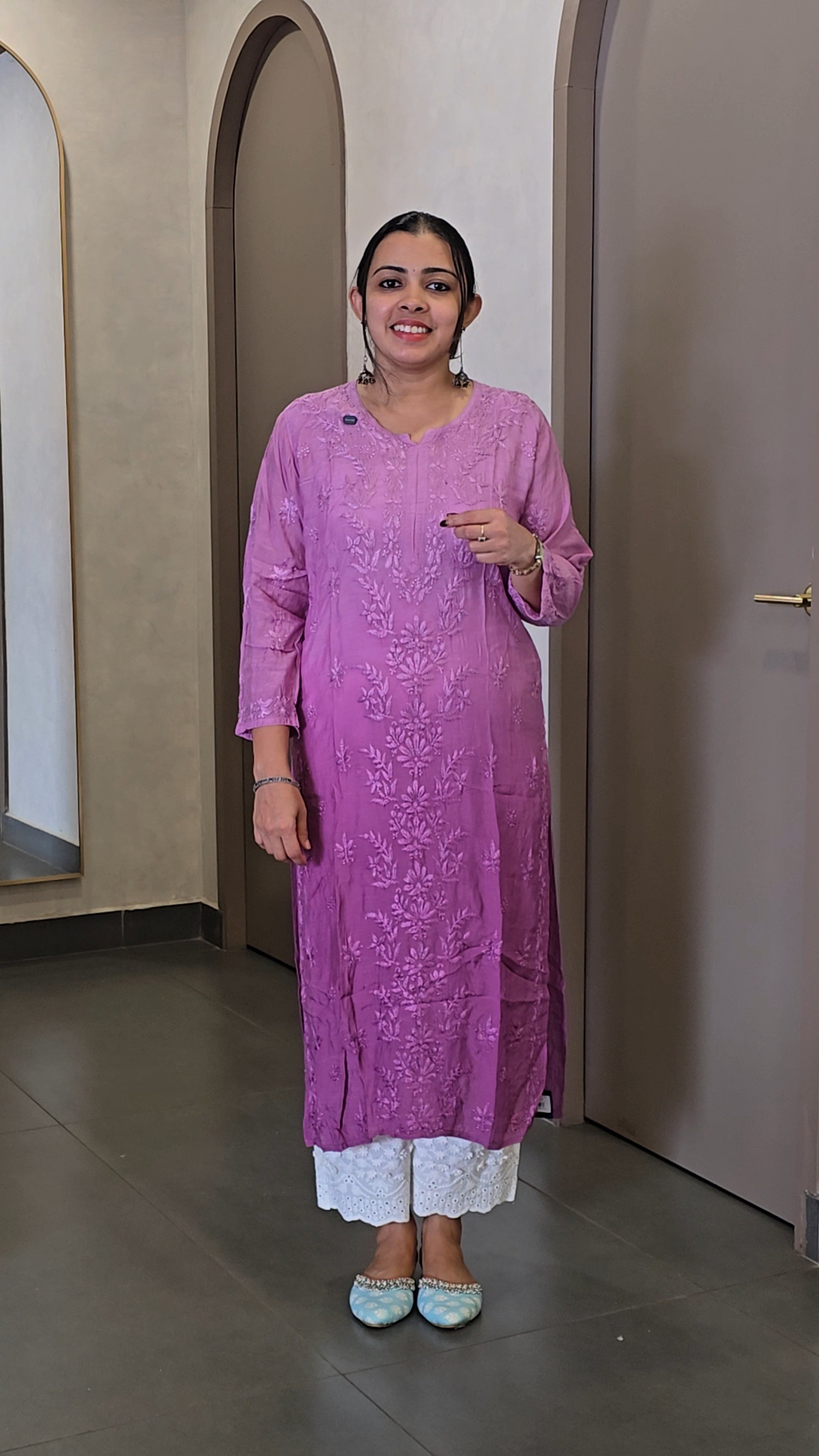 Pure Viscose Rayon Chikankari Kurtha - SC 10148