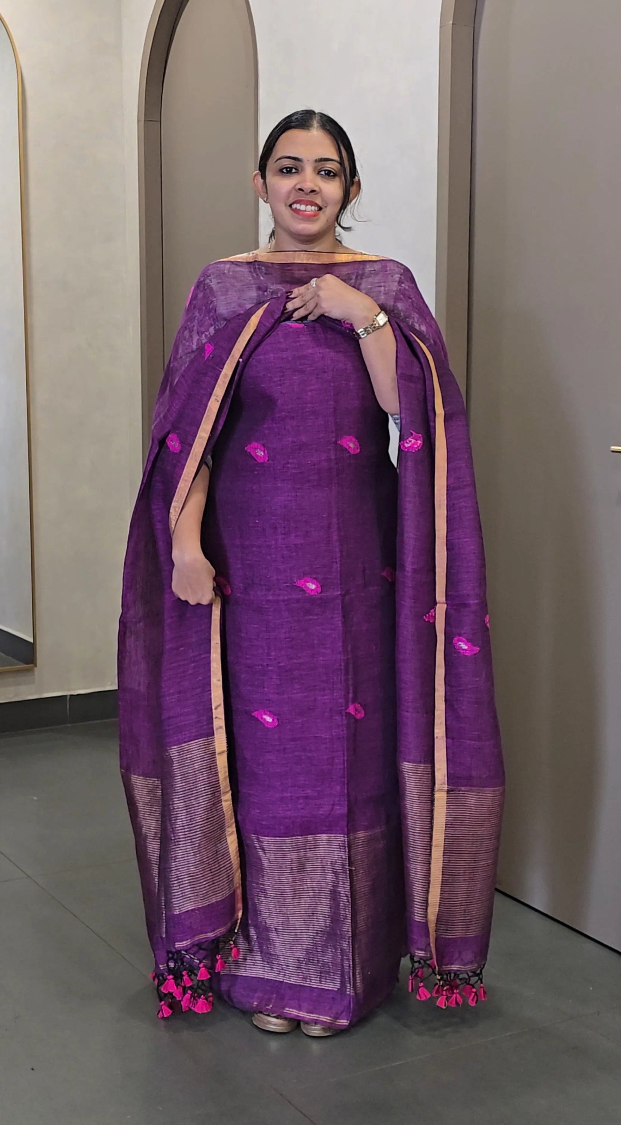 Pure Handloom Linen Salwarsuit- SC 10625