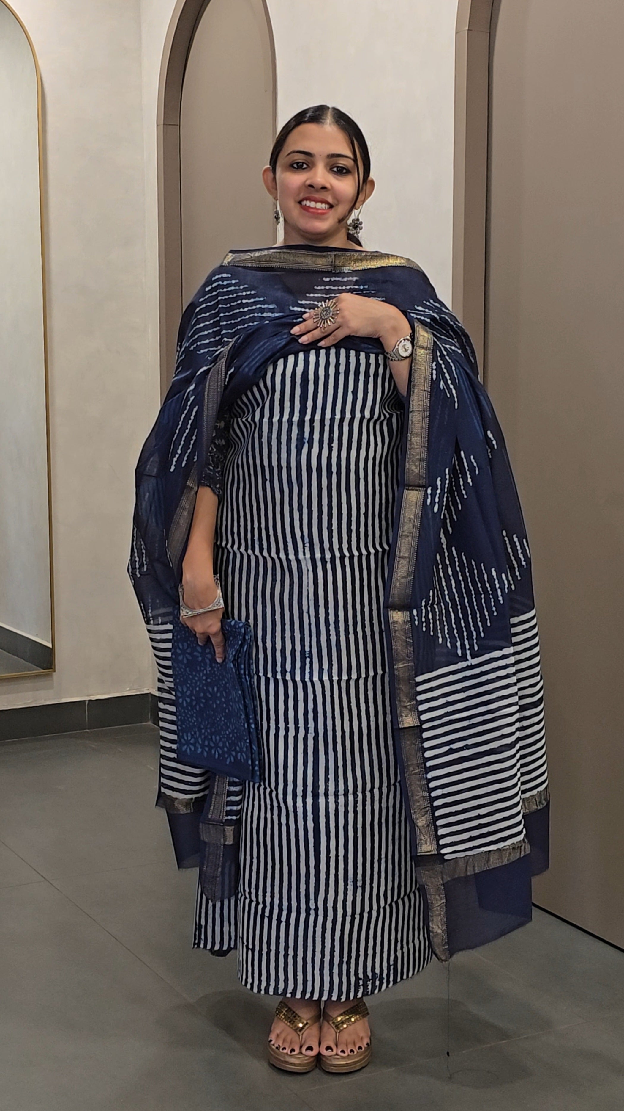 Maheshwari Silk Salwarsuit - 10021
