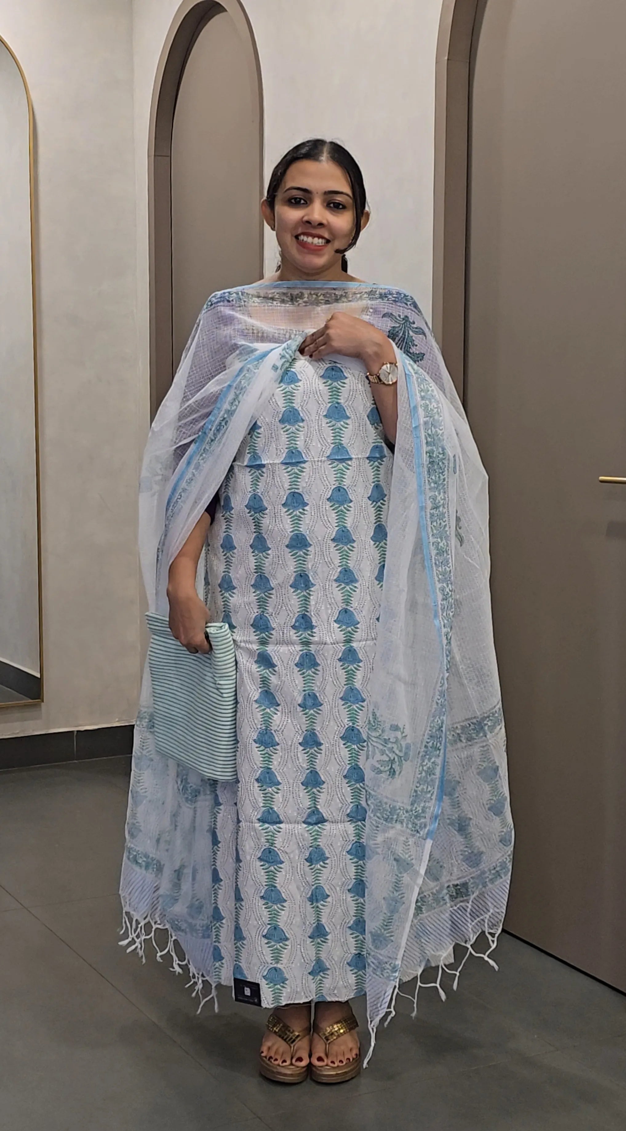 Cotton Salwarsuit with Kota Dupatta - SC 10185
