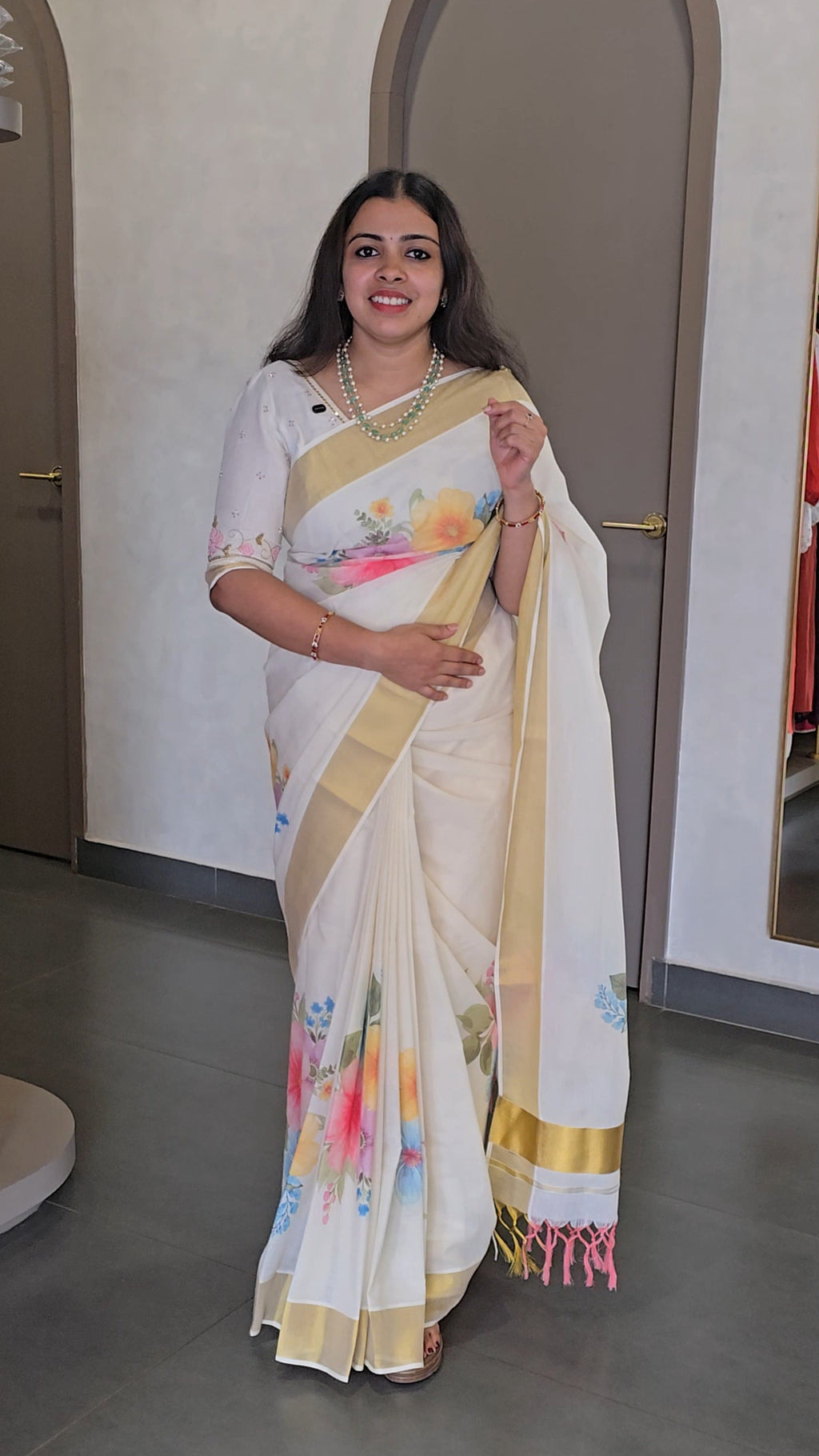 Kerala Cotton Onam Saree - SC 10187