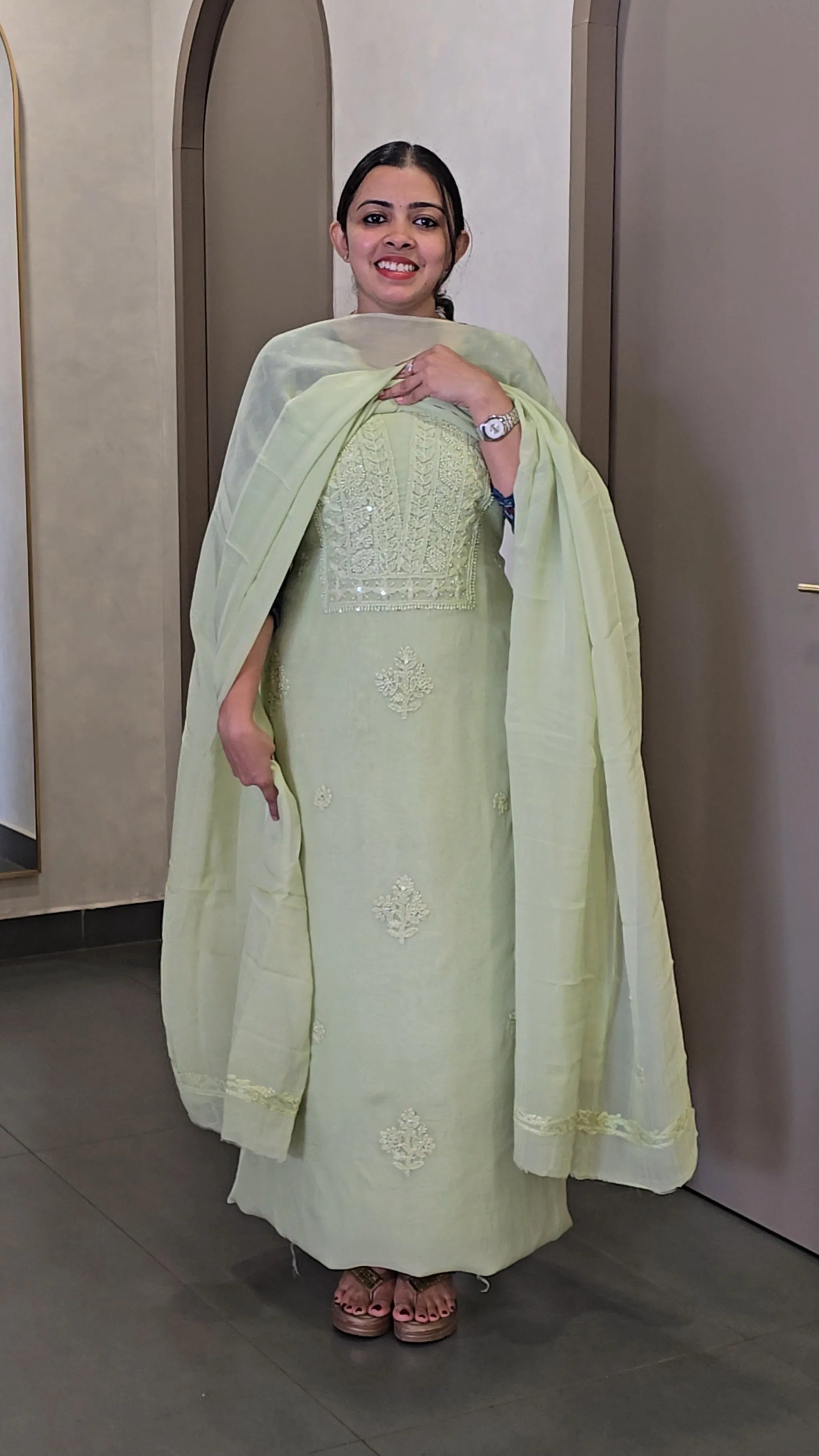 Premium Viscose Organza Chikankari Salwarsuit - SC 10579
