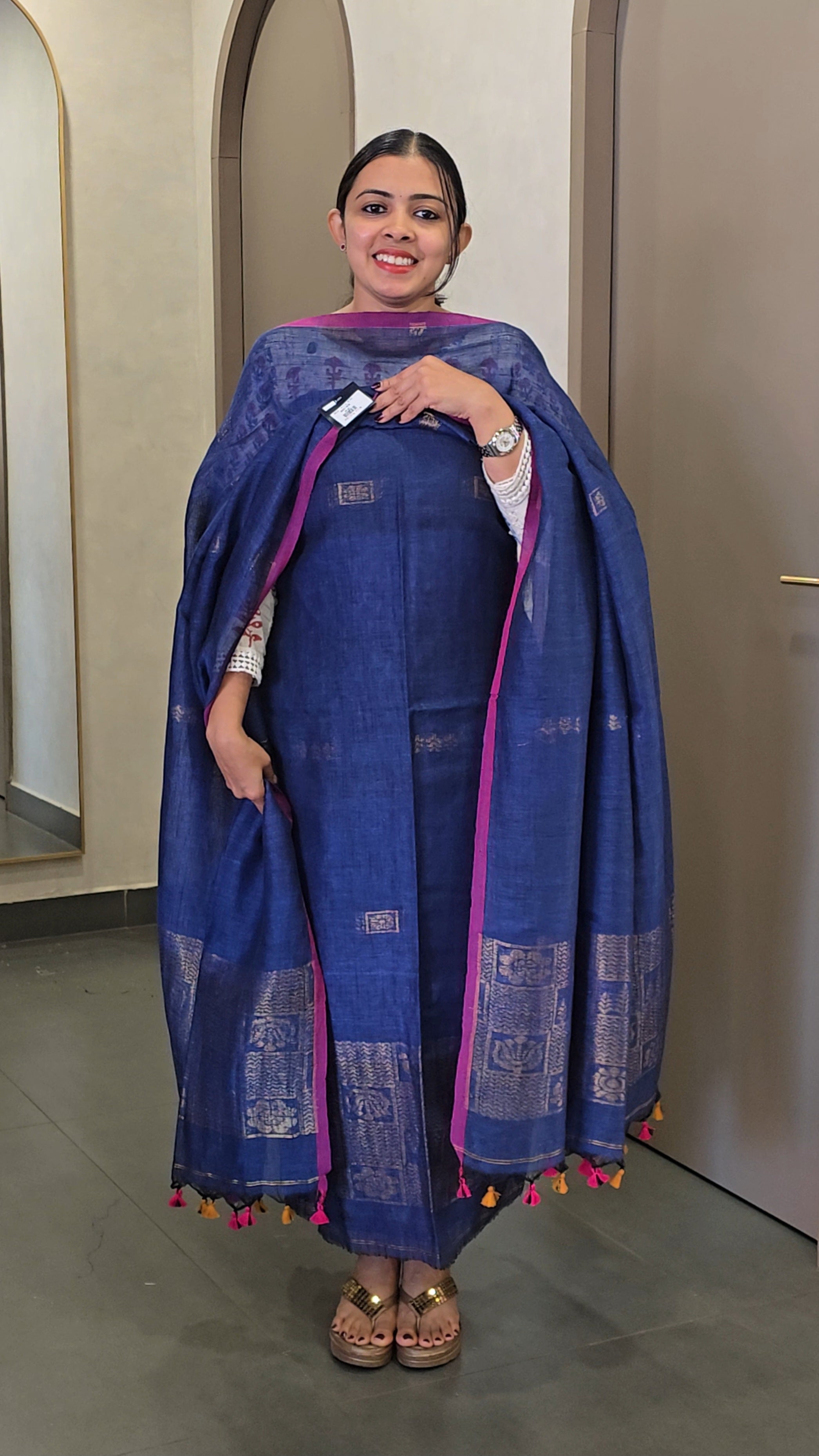 Pure Handloom Linen Salwarsuit- SC 10308
