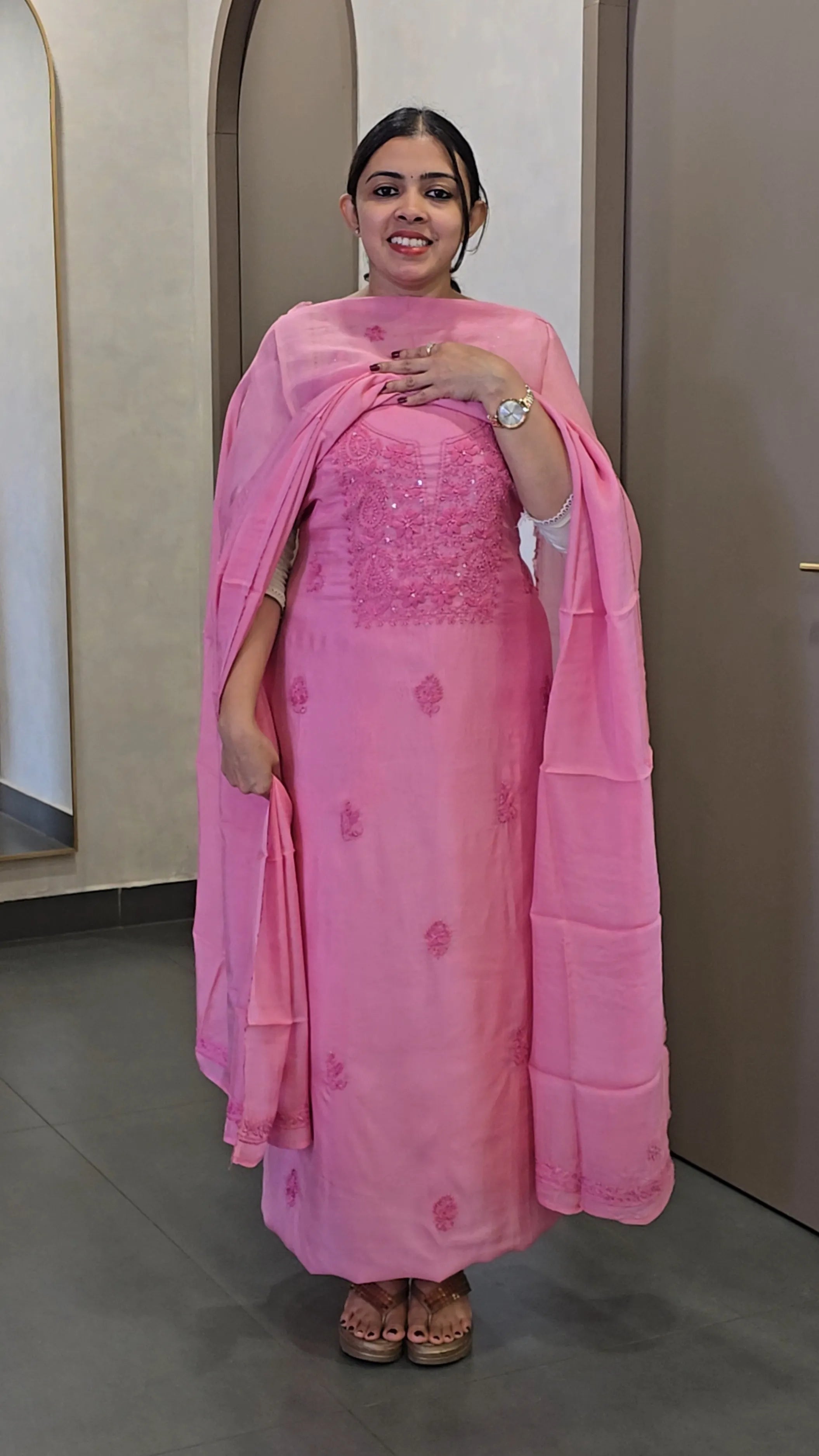 Pure Viscose Organza Chikankari Salwar Suit - SC 10469