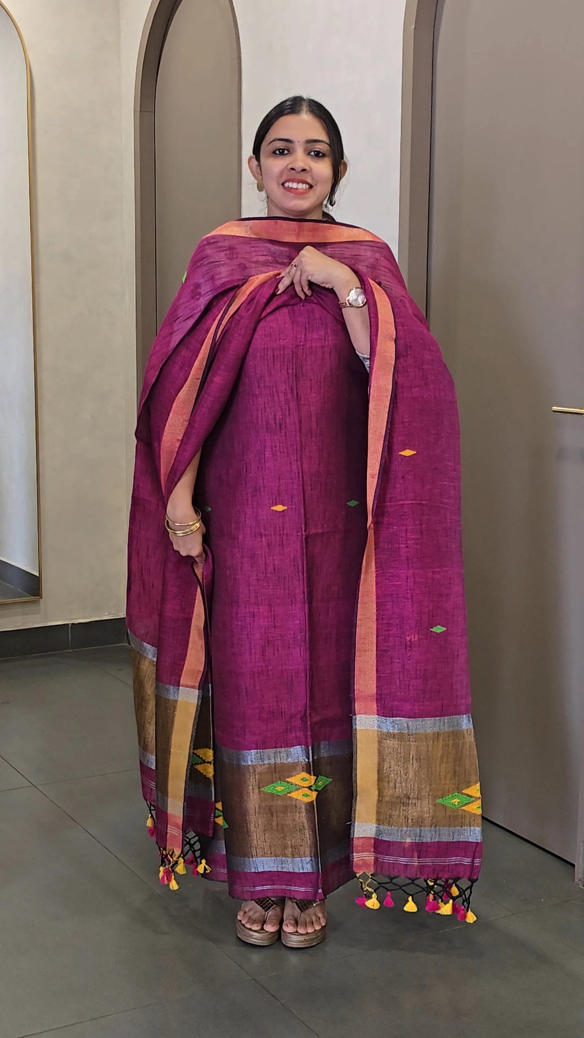 Pure Handloom Linen Salwarsuit - SC 10746