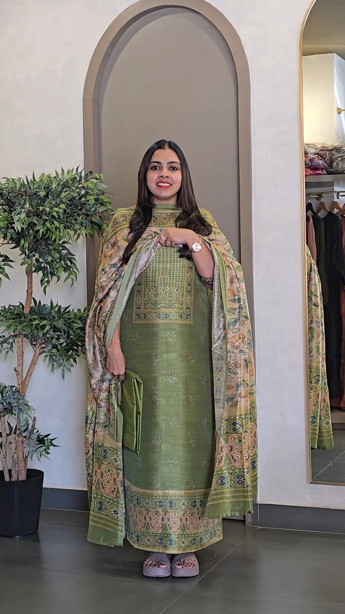 Semi Raw Silk Salwarsuit - SC 10939