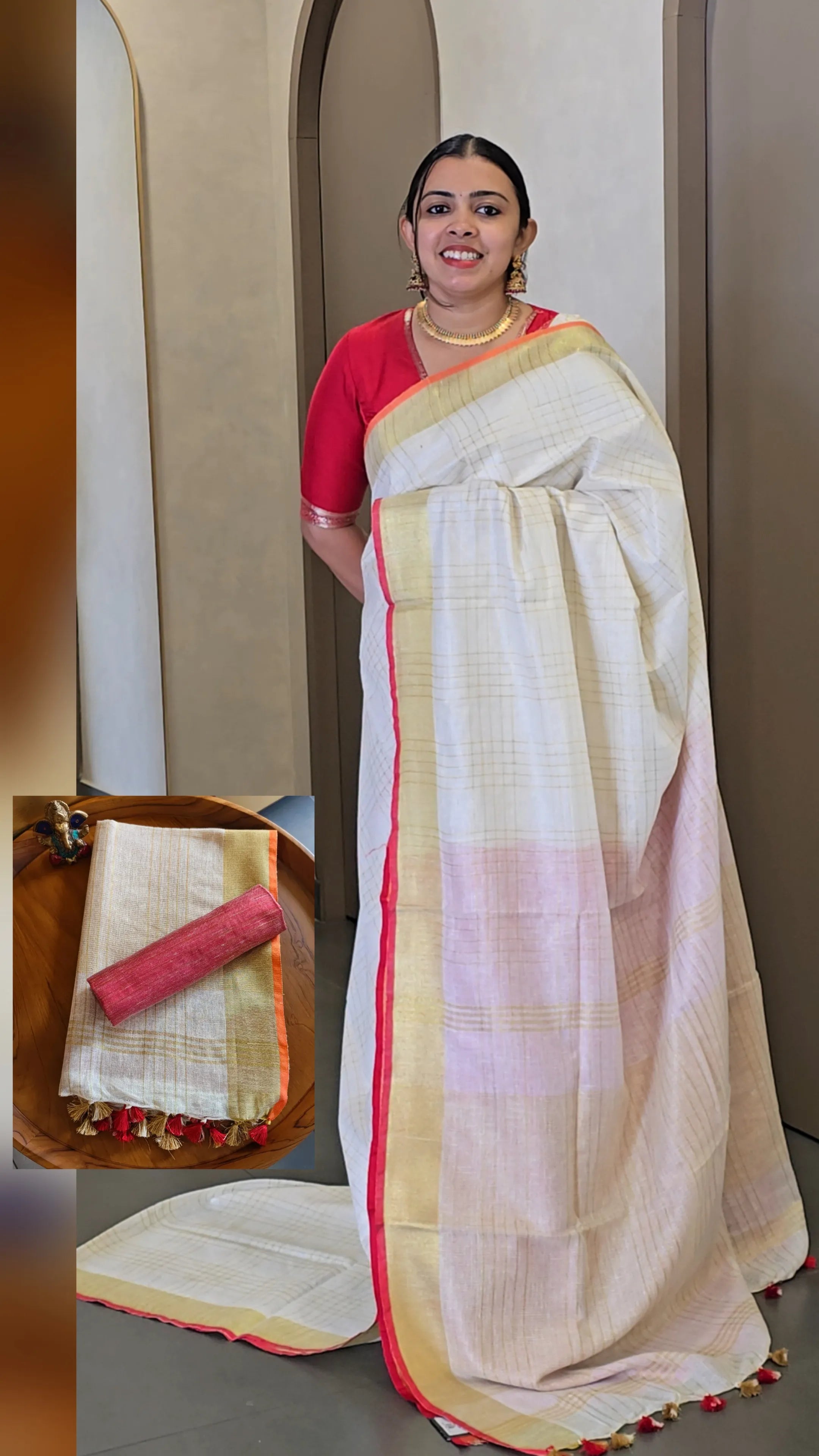 Pure Linen Onam Saree - SC 9072
