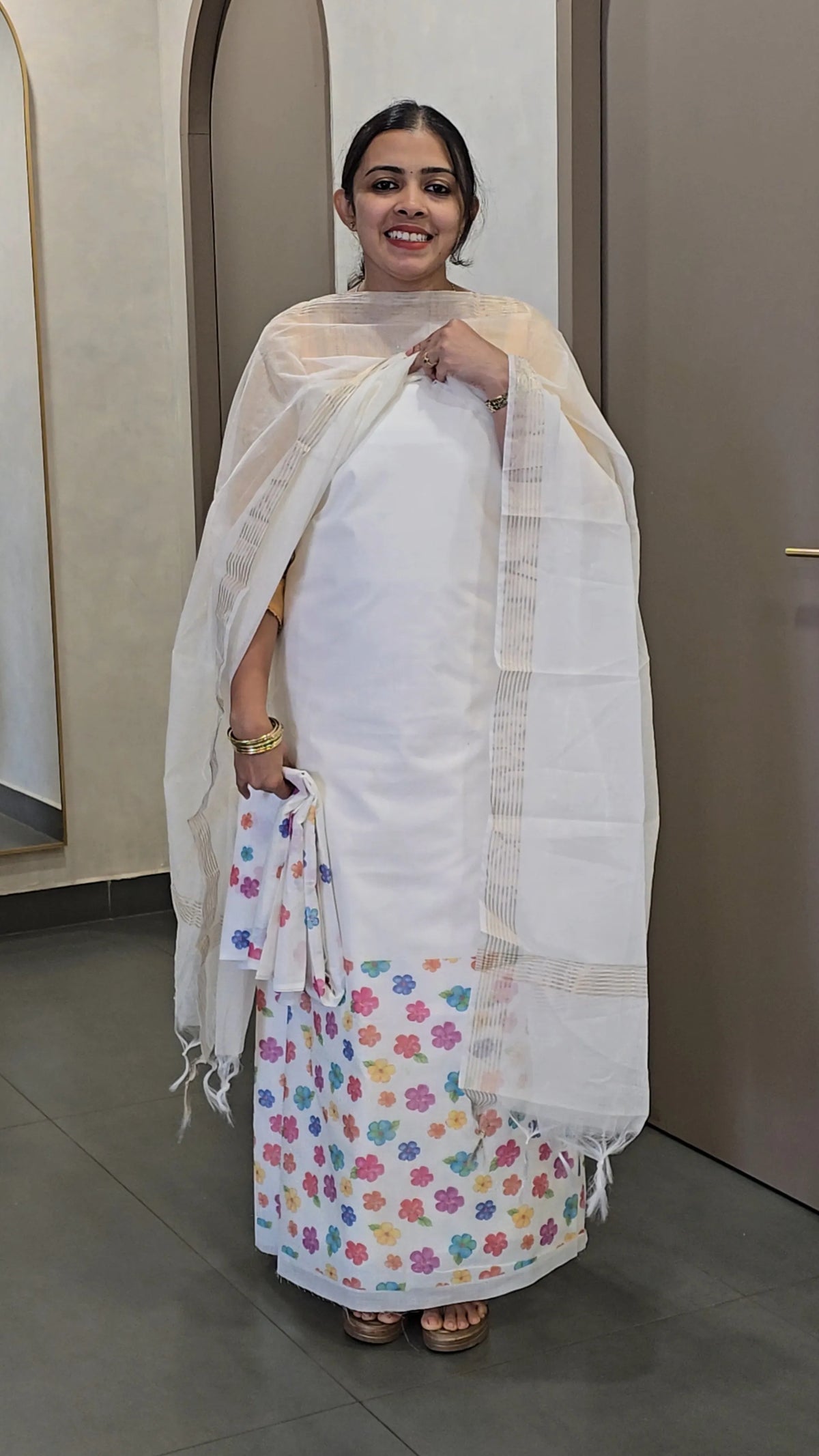 Pure Cotton Salwarsuit with Chanderi Dupatta  - SC 10306