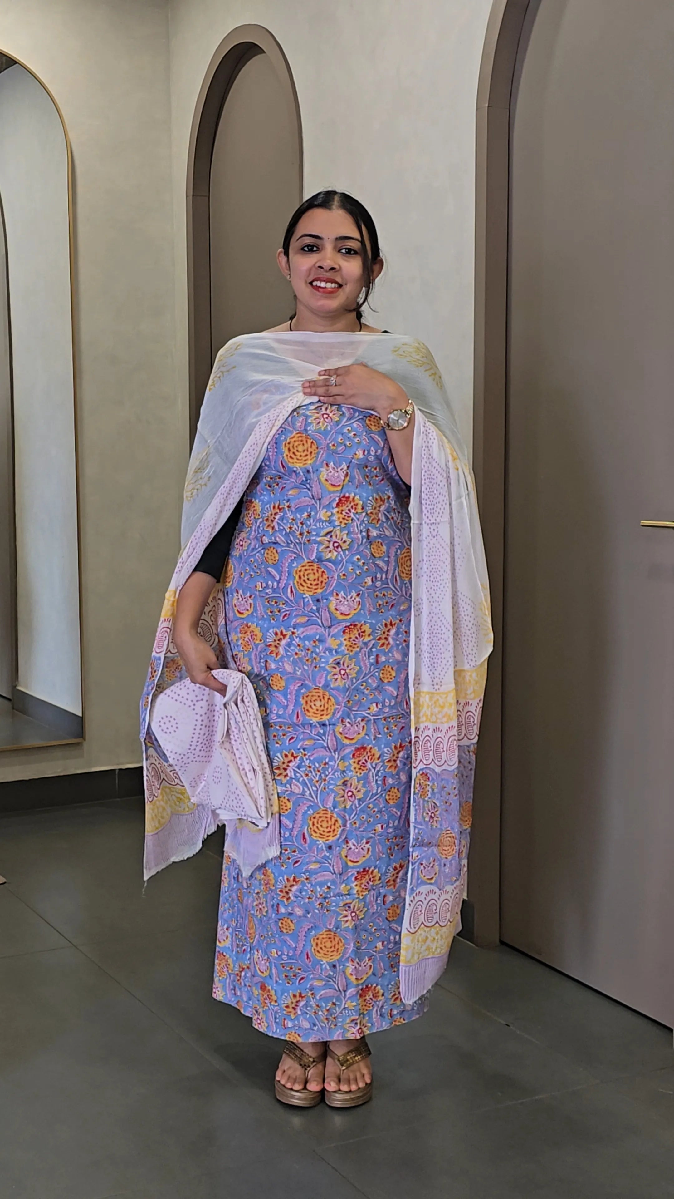 Cotton Salwarsuit with Chiffon Dupatta - SC 10332