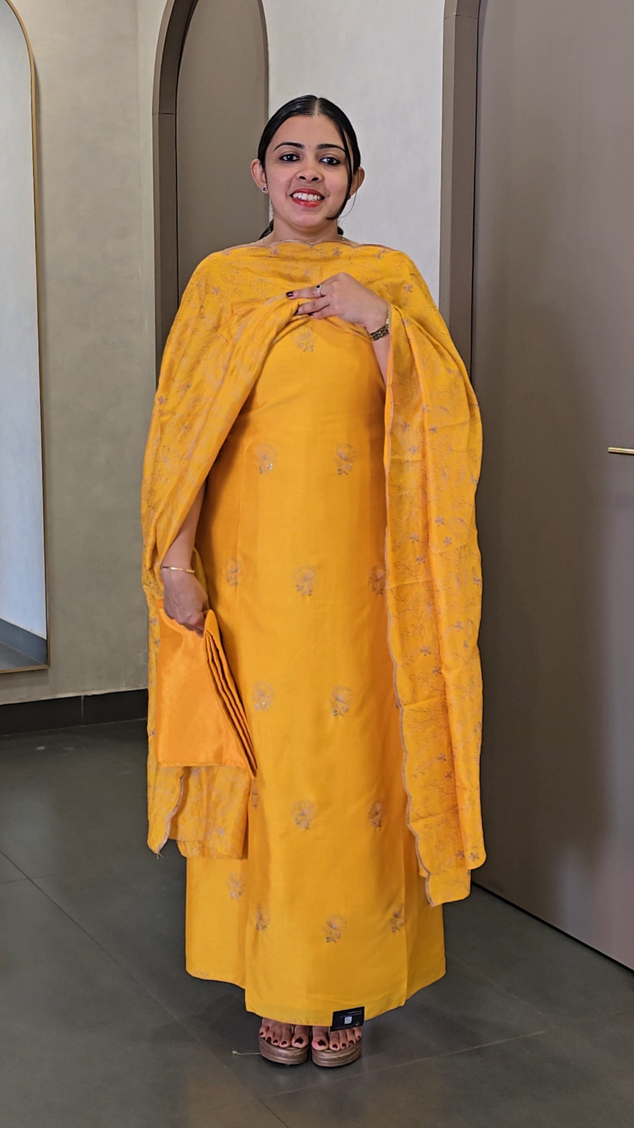 Semi Raw Silk Salwarsuit - Offer