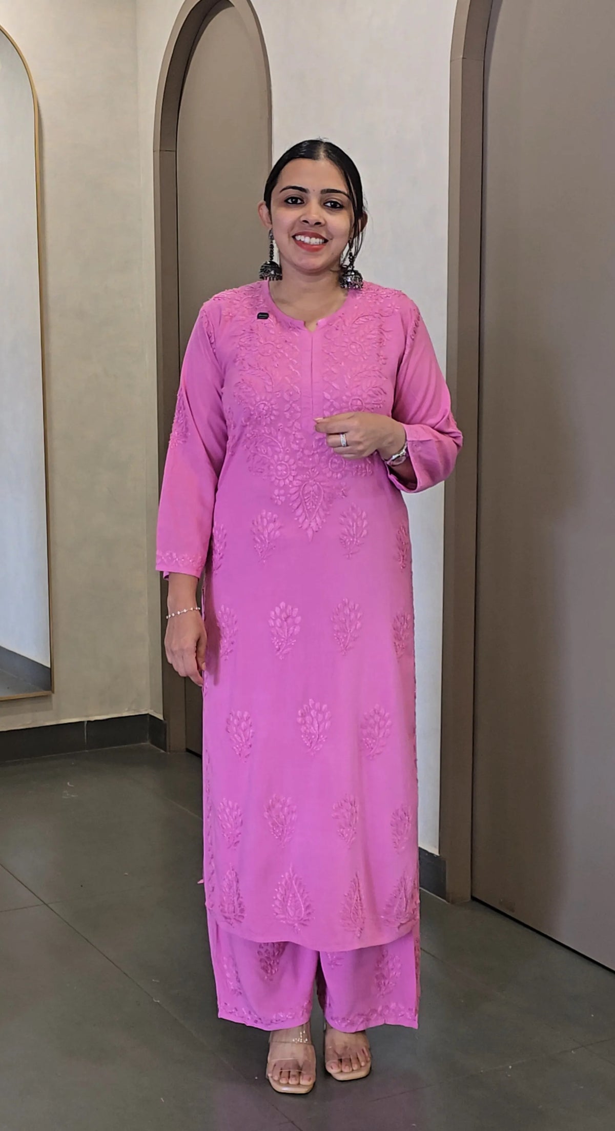 Cotton Rayon Chikankari Co-Ord Set - SC 10796