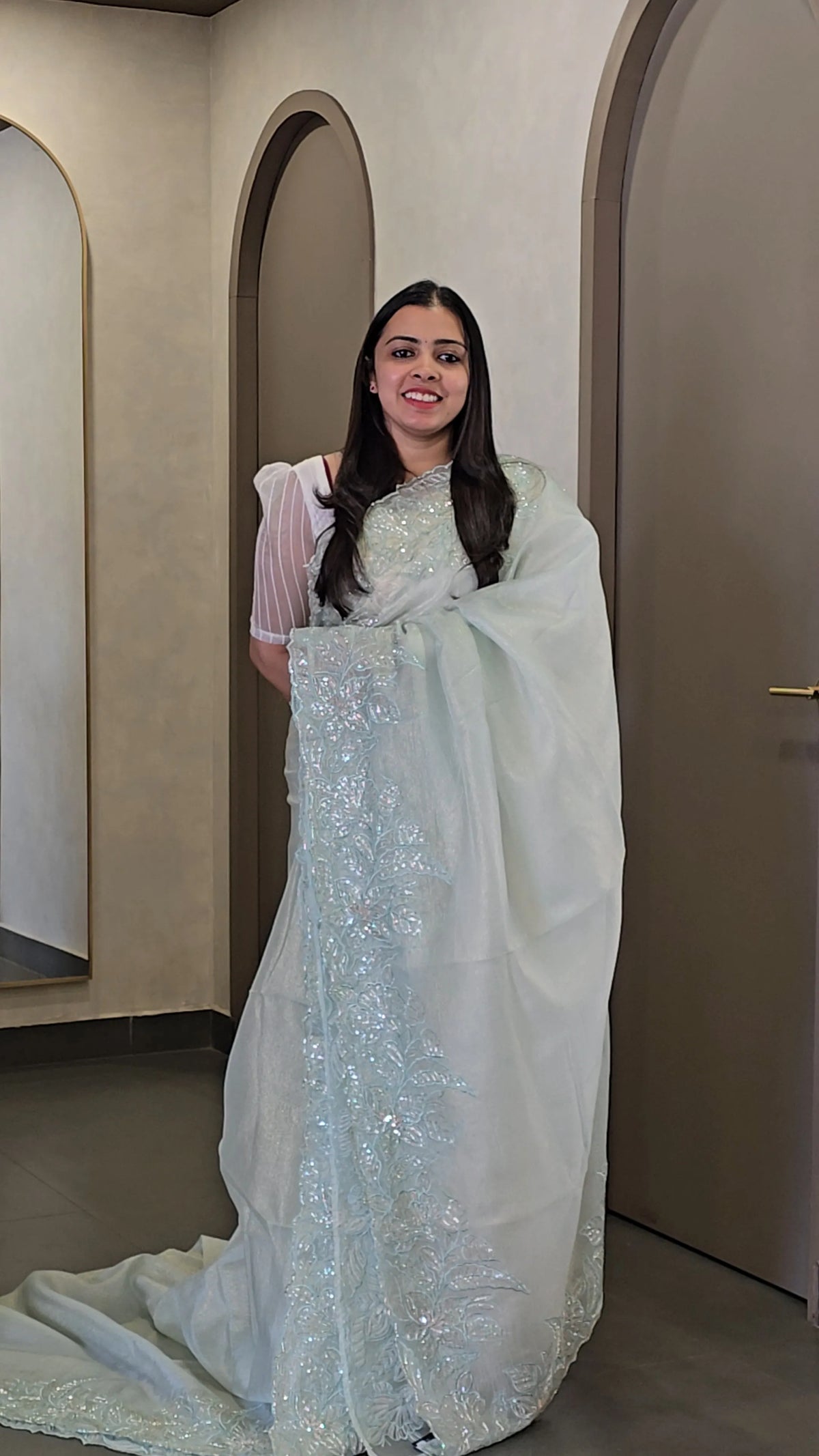 Premium Crushed Organza Saree - SC 10206
