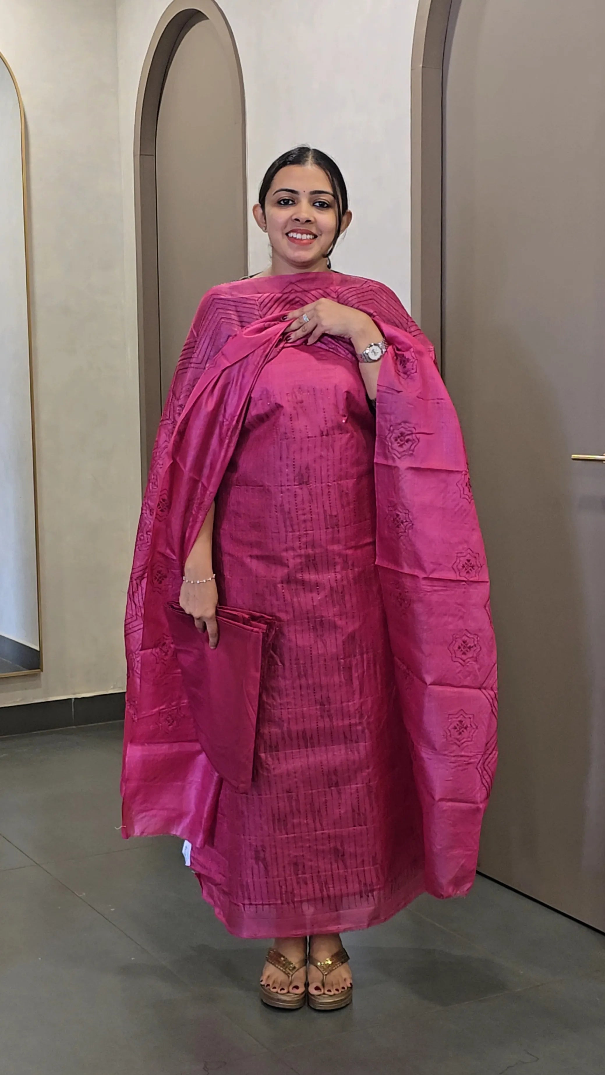 Pure Tussar Silk Salwarsuit - SC 10636