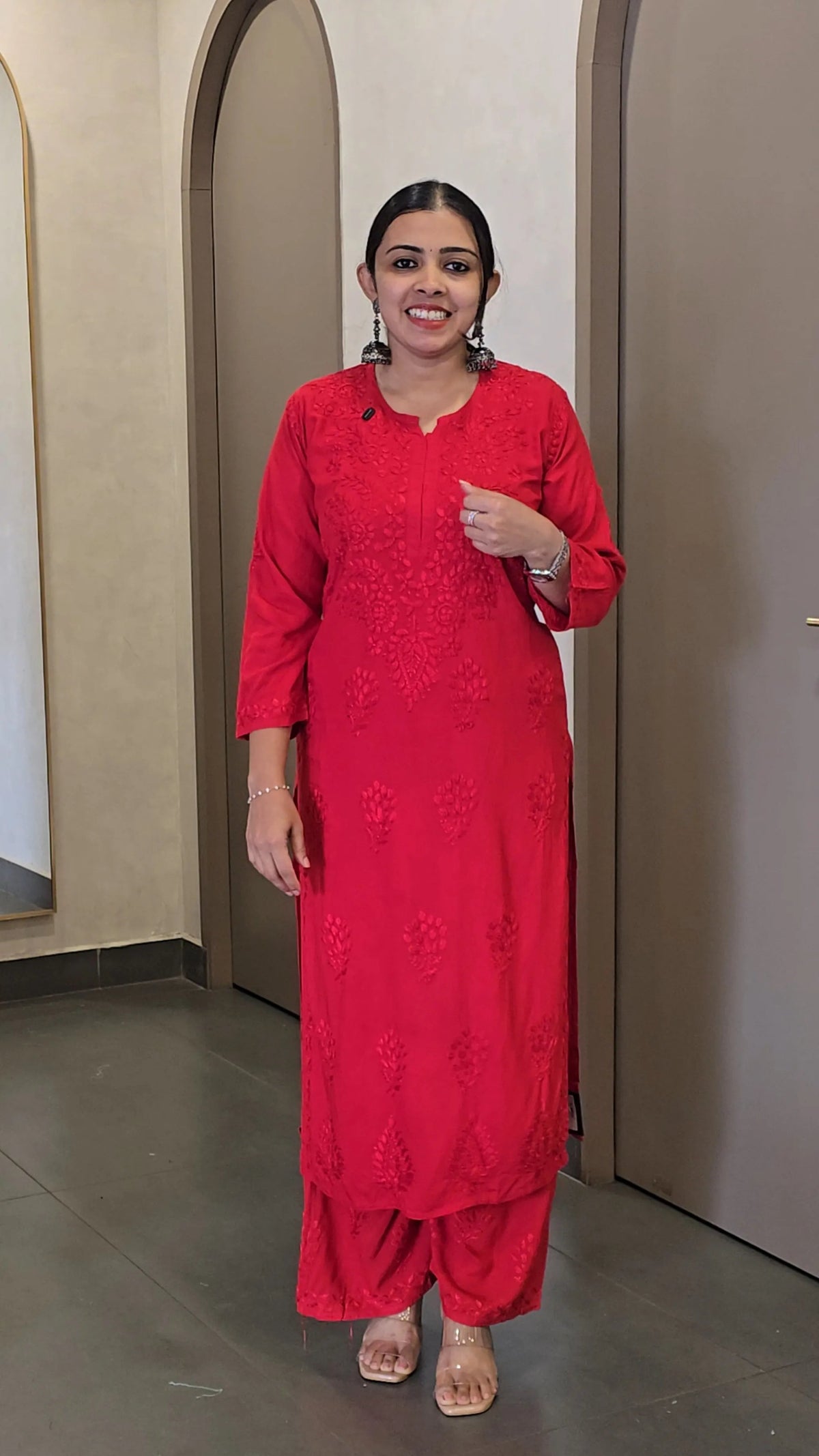 Cotton Rayon Chikankari Co-Ord Set - SC 10796