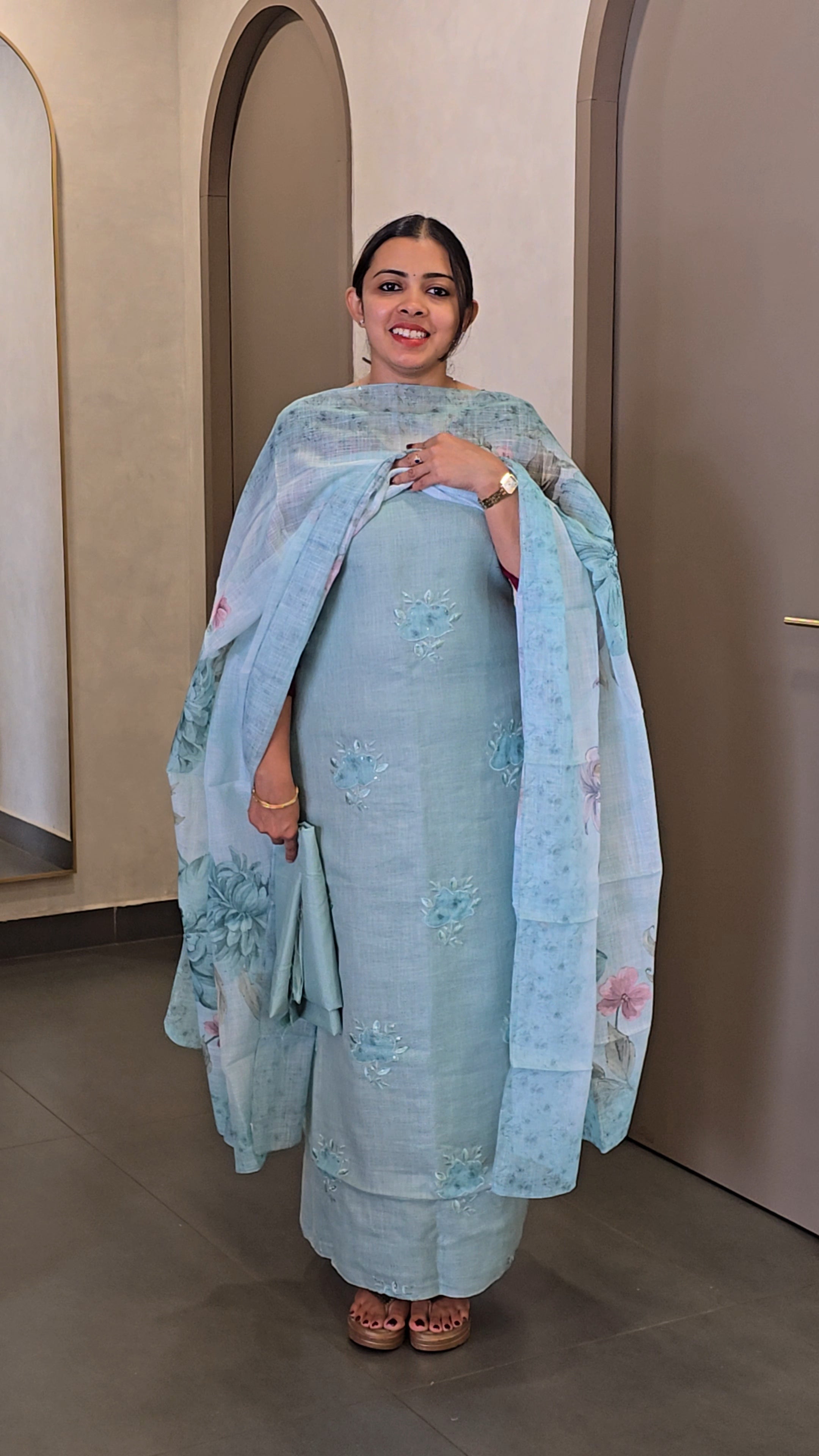 Semi-Linen Salwarsuit- Offer Sale