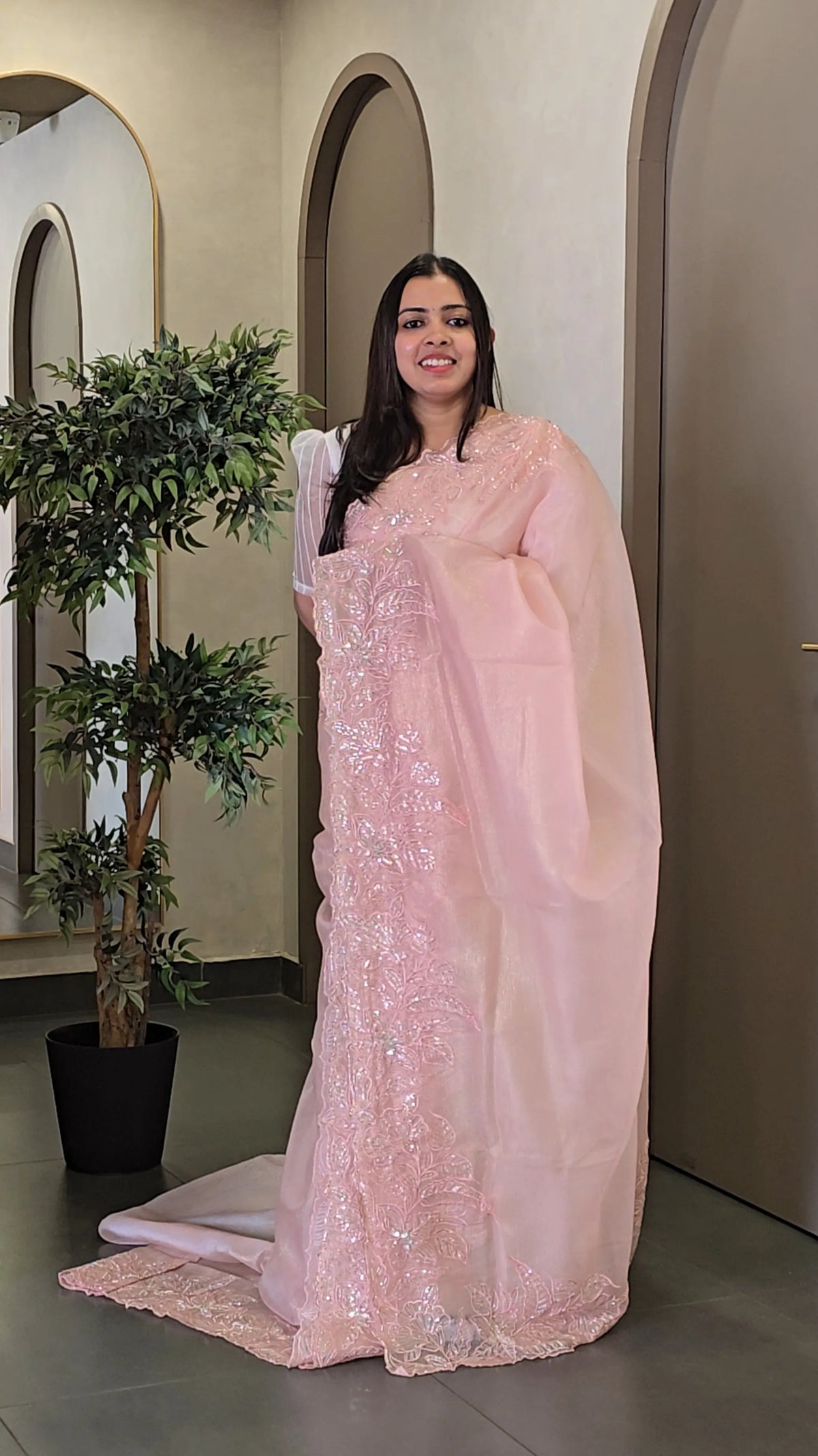 Premium Crushed Organza Saree - SC 10206