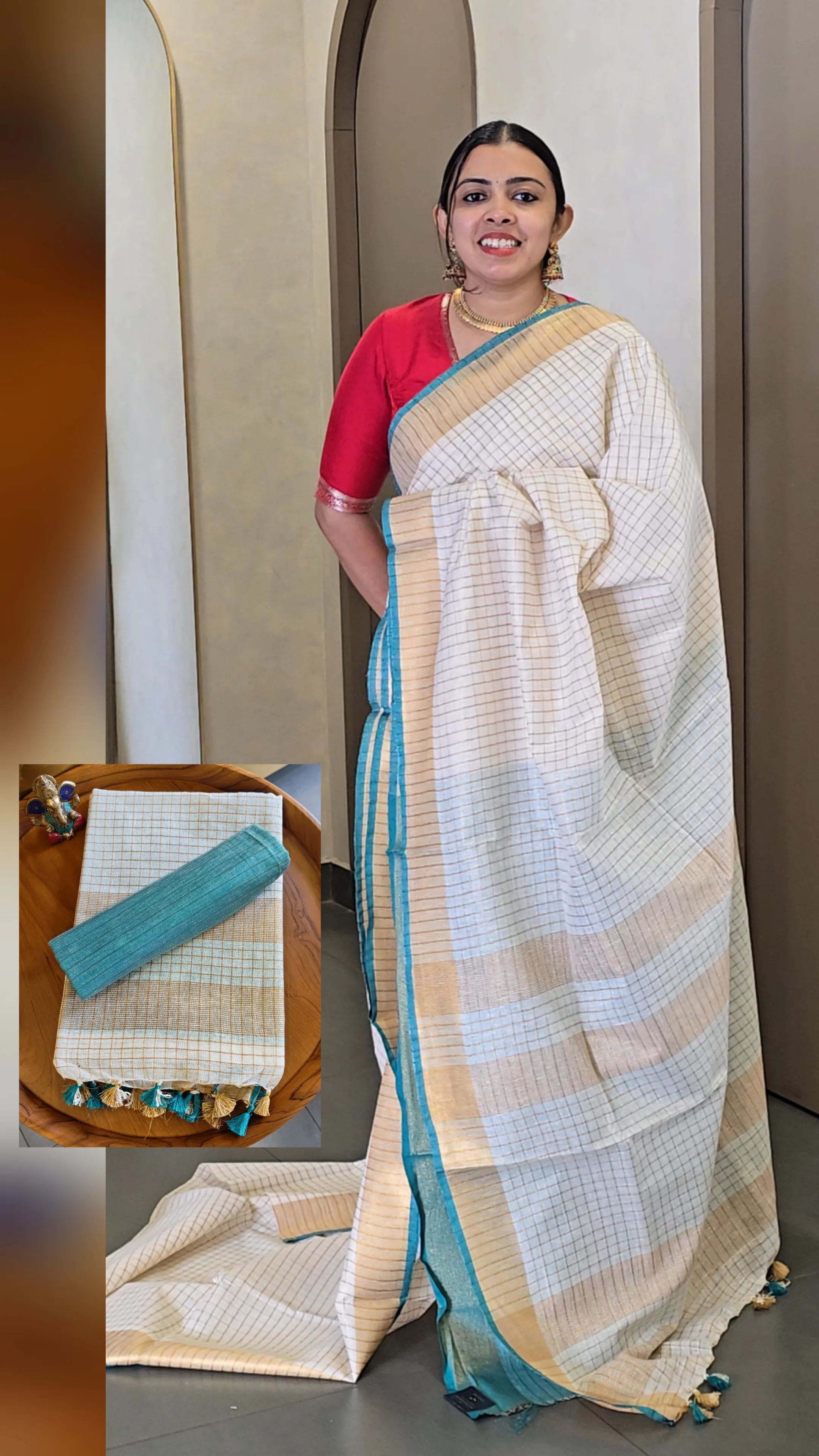 Pure Linen Onam Saree - SC 9072
