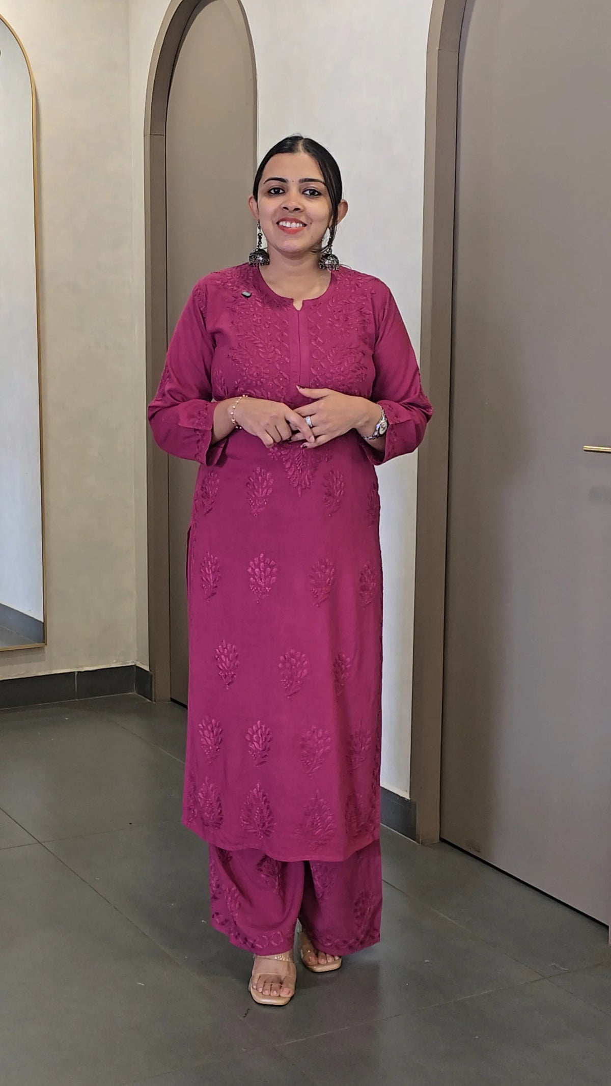 Cotton Rayon Chikankari Co-Ord Set - SC 10796