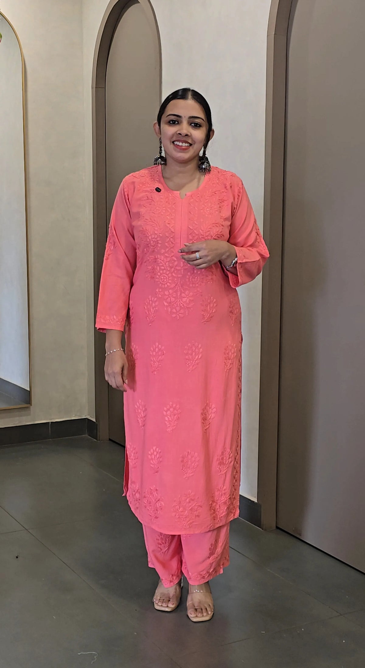 Cotton Rayon Chikankari Co-Ord Set - SC 10796
