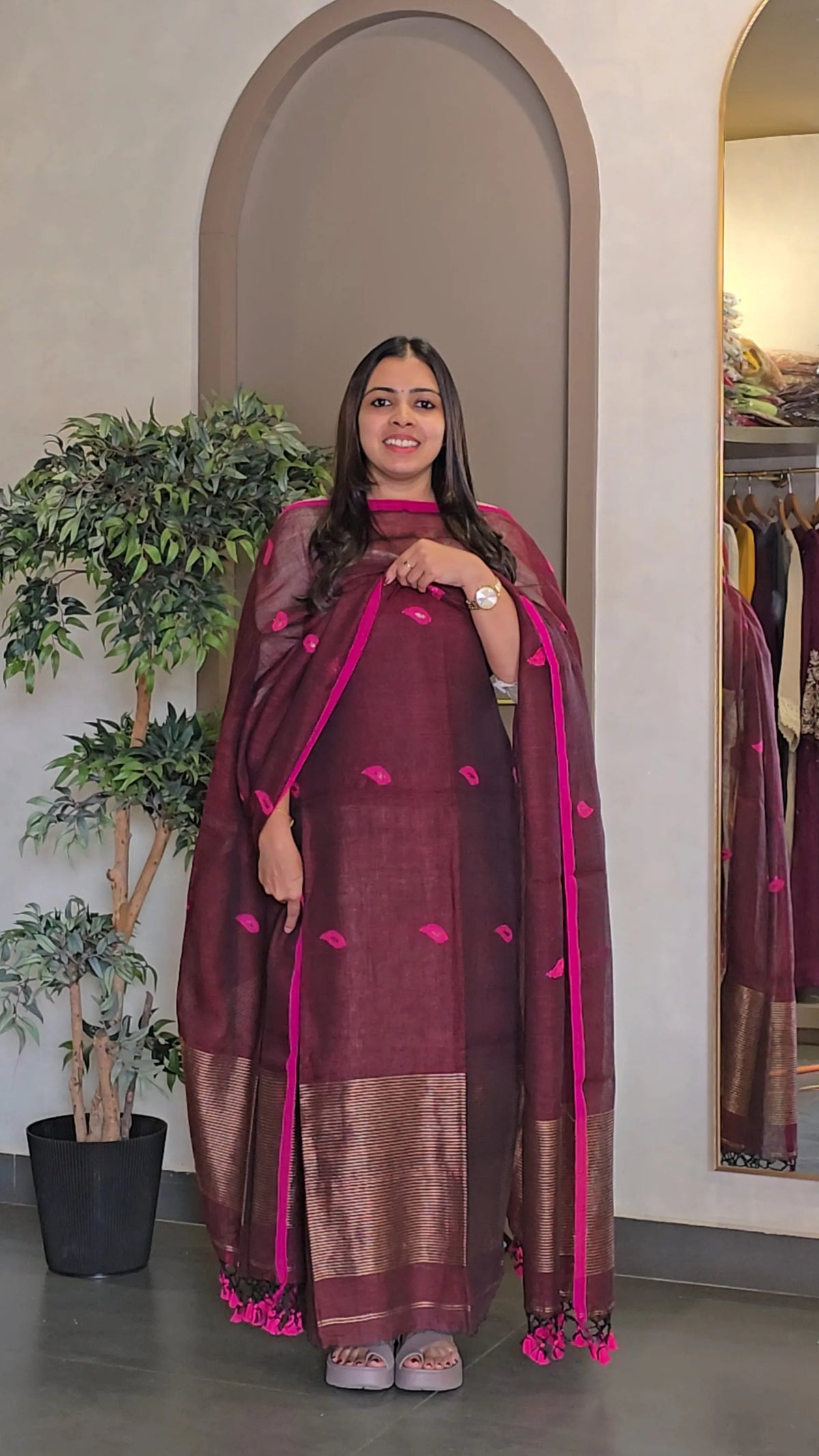 Pure Handloom Linen Salwarsuit - SC 10885