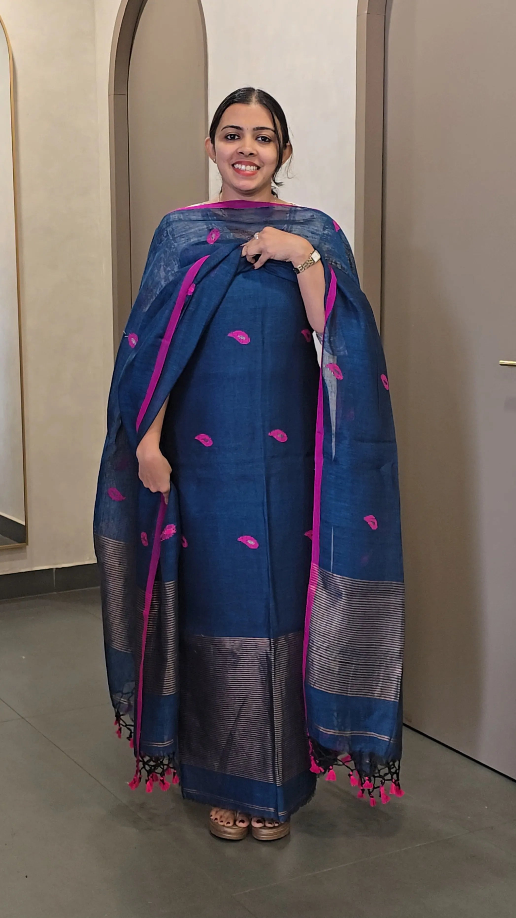 Pure Handloom Linen Salwarsuit- SC 10625
