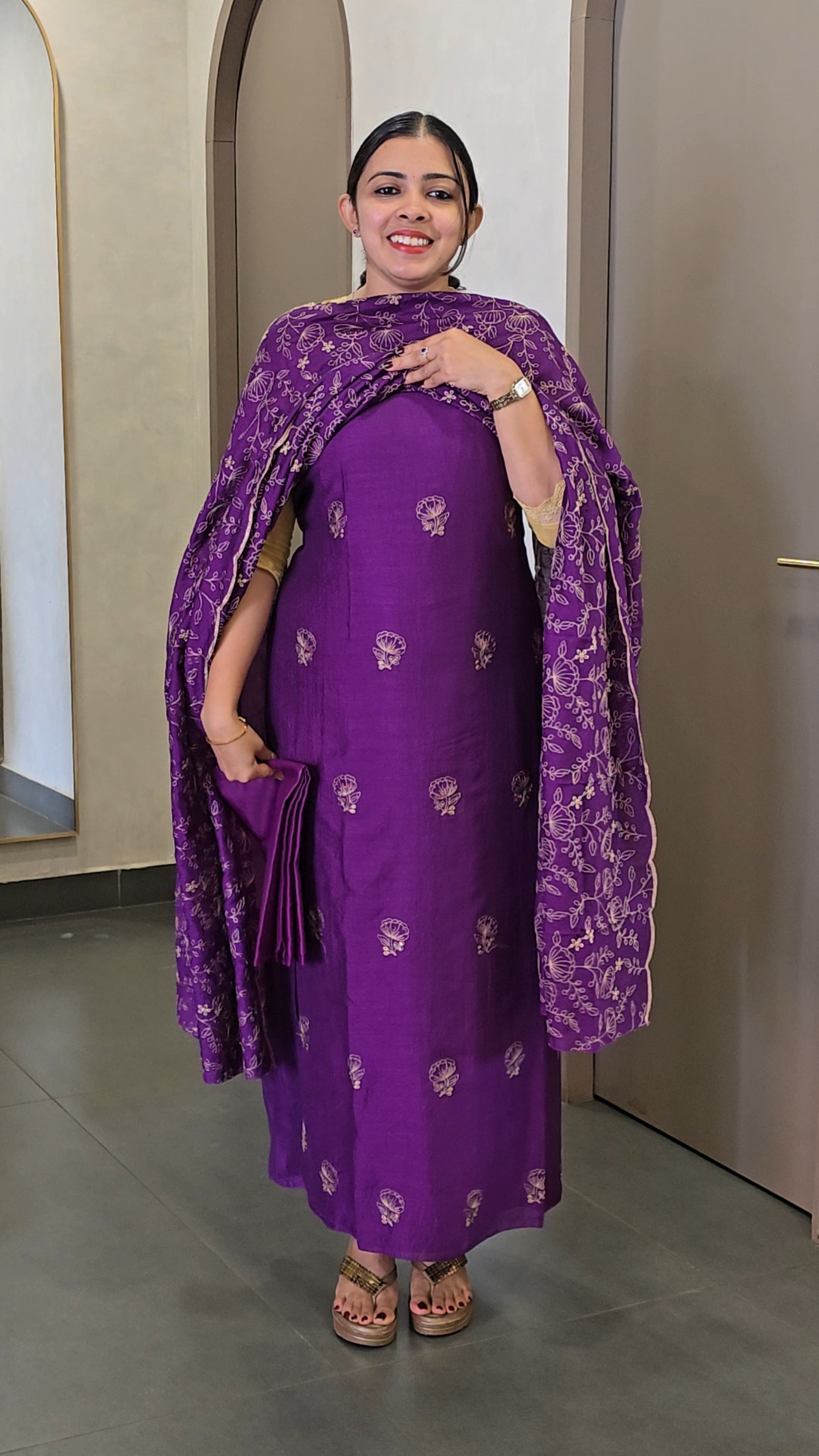 Semi Raw Silk Salwarsuit - Offer