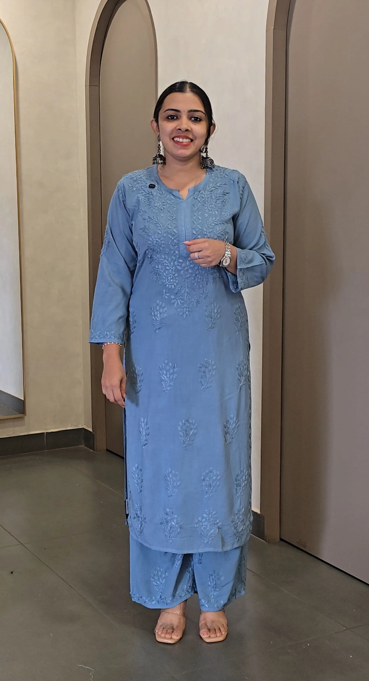 Cotton Rayon Chikankari Co-Ord Set - SC 10796